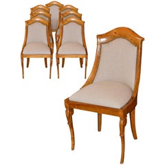 Antique Set of Eight Swedish Rock Maple Dining Chairs, circa 1910