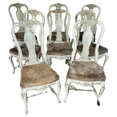 Set of Eight Swedish Rococo Style Dining Chairs