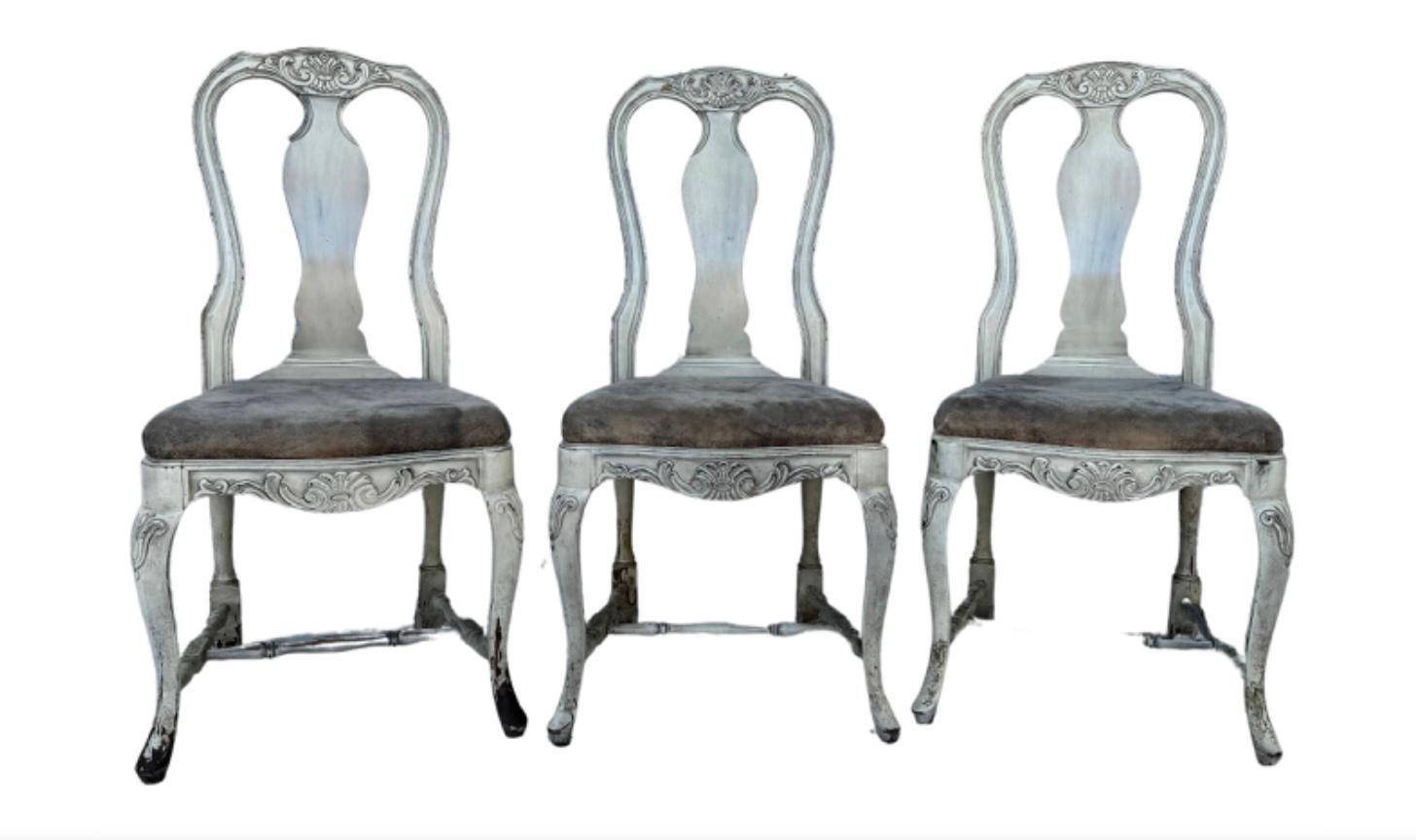20th Century Set of Eight Swedish Rococo Style Dining Chairs For Sale