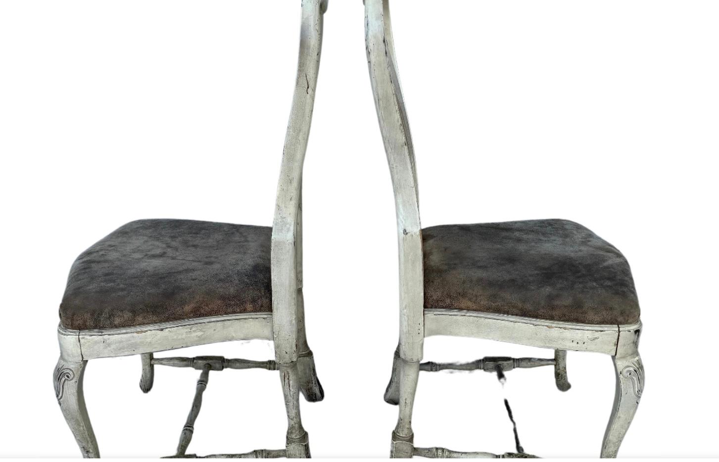 Textile Set of Eight Swedish Rococo Style Dining Chairs For Sale