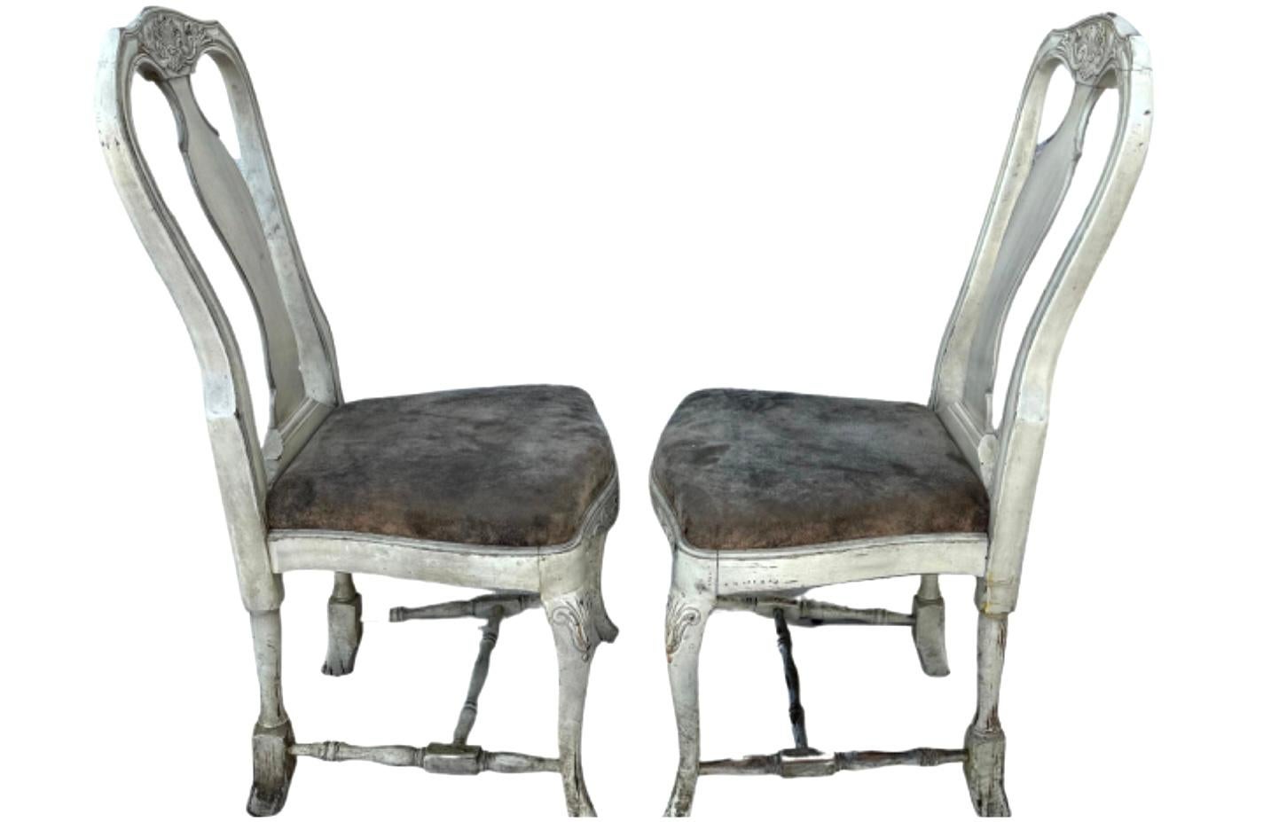Set of Eight Swedish Rococo Style Dining Chairs For Sale 2