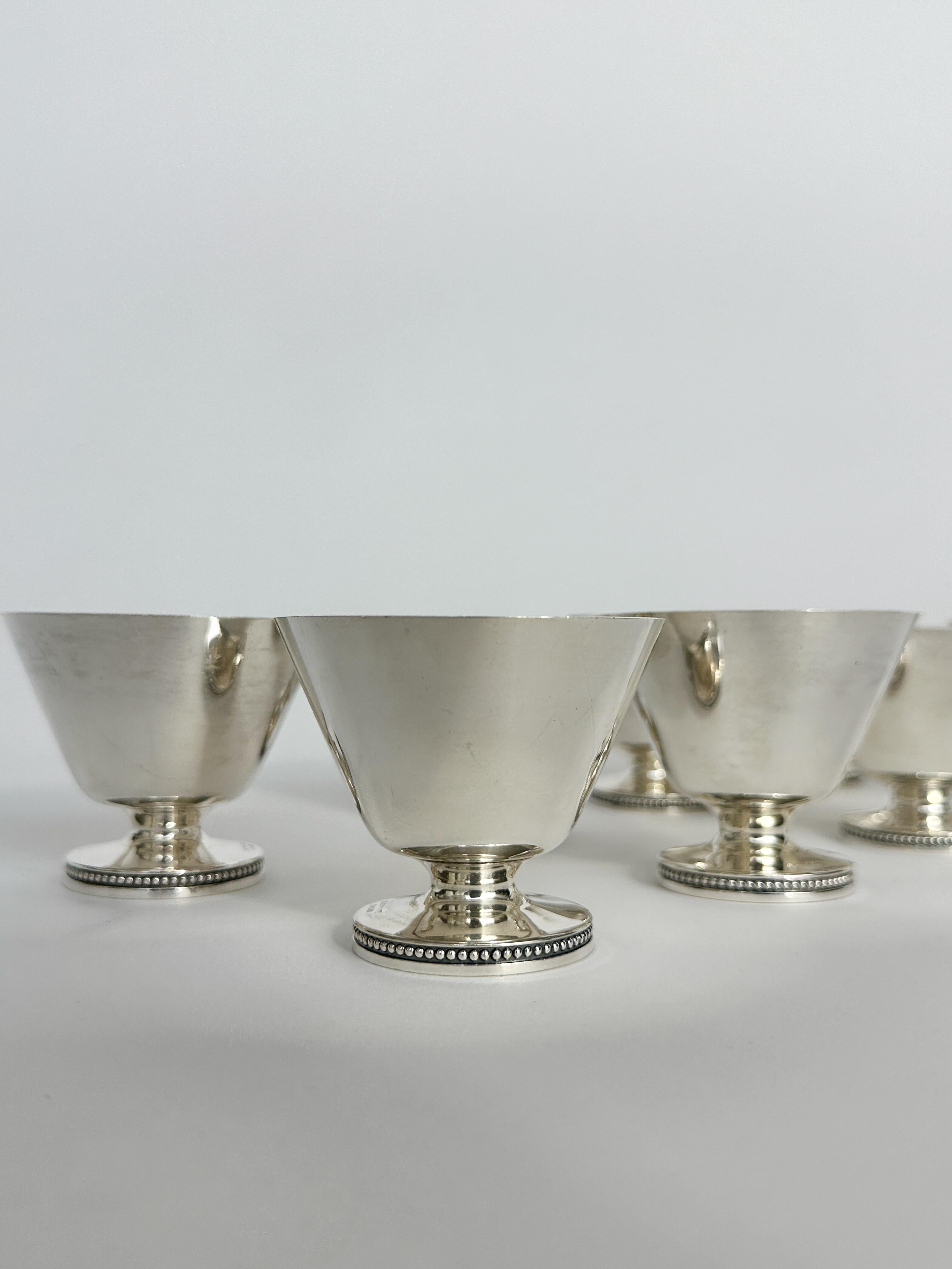 Set of Eight Swedish Silver Cups Cocktail Glass Nickel Silver 1940s Art Deco For Sale 1