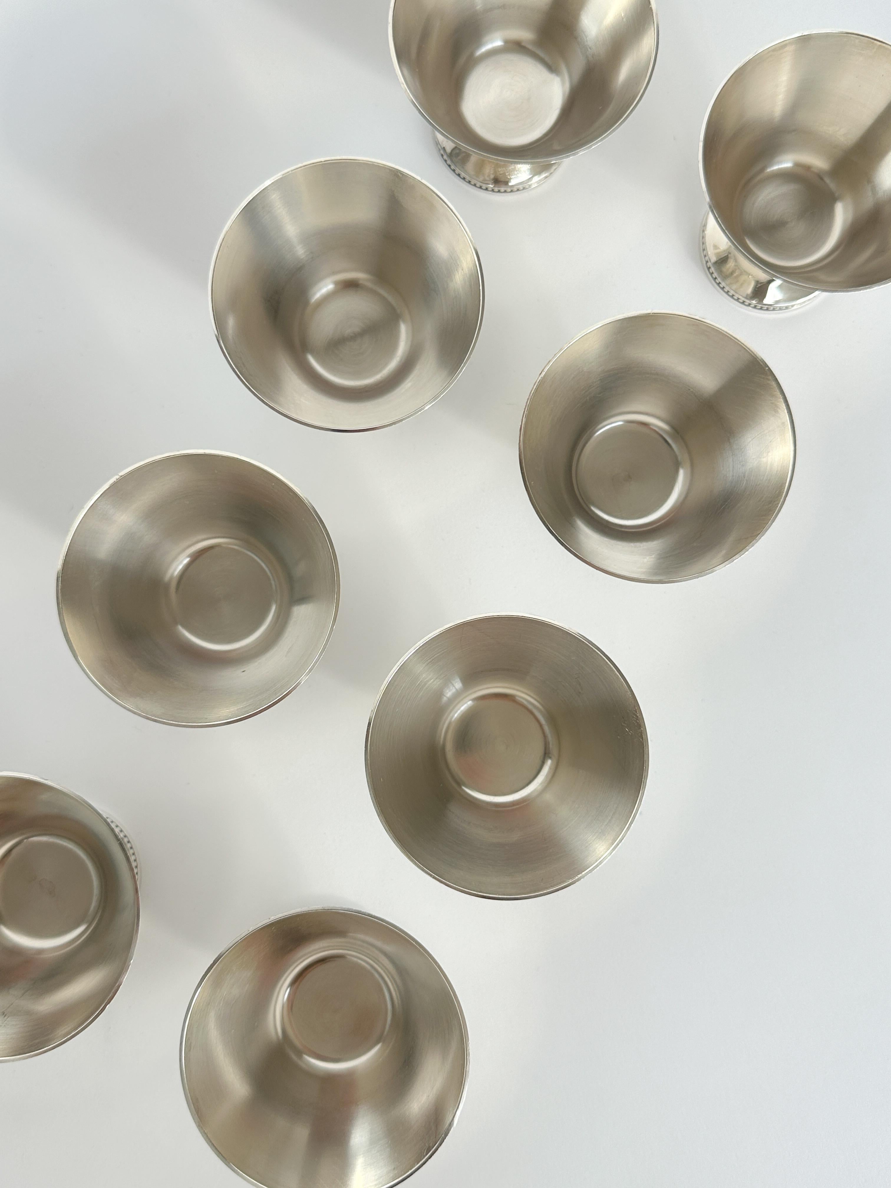 Set of Eight Swedish Silver Cups Cocktail Glass Nickel Silver 1940s Art Deco For Sale 4