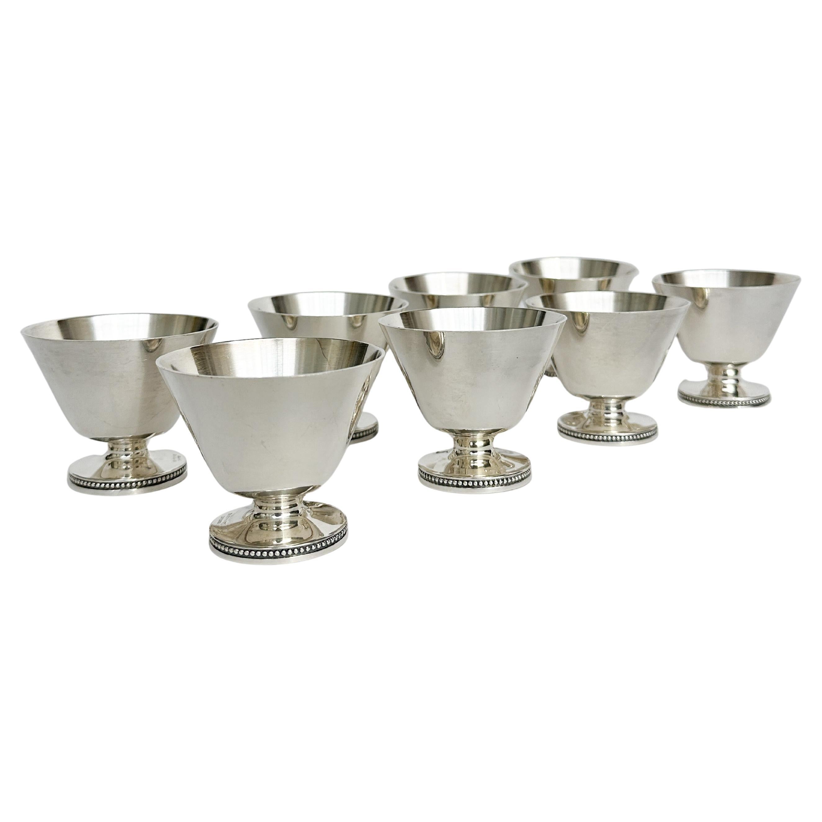 Set of Eight Swedish Silver Cups Cocktail Glass Nickel Silver 1940s Art Deco For Sale