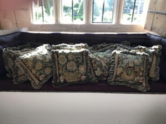 Set of Eight Tapestry Pillows Cushions Mid-17th Century Flemish Baroque Verdure
