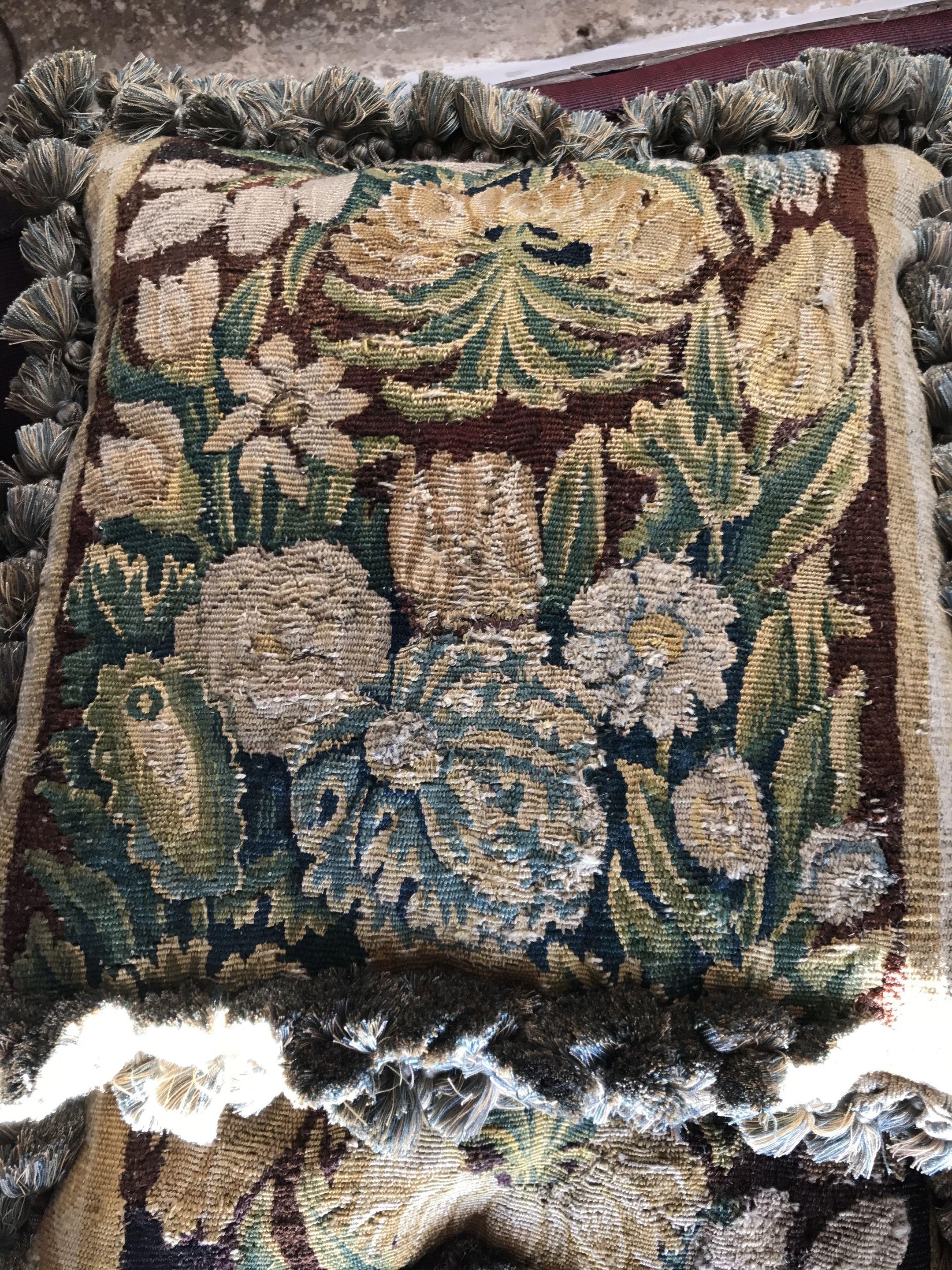 Set of Eight Tapestry Pillows Cushions Mid-17th Century Flemish Baroque Verdure For Sale 3