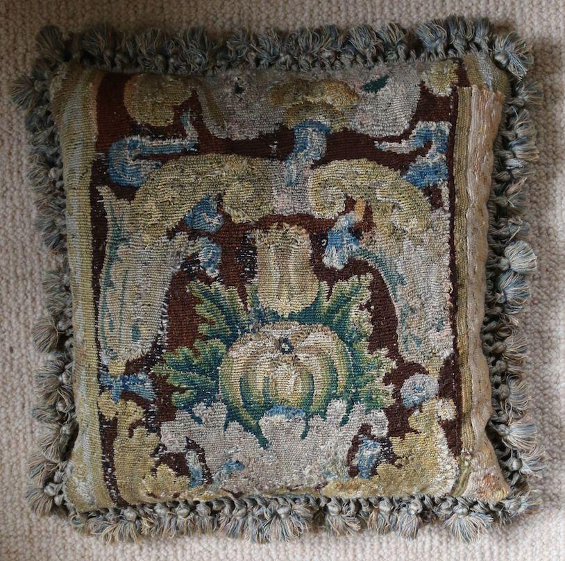 Set of Eight Tapestry Pillows Cushions Mid-17th Century Flemish Baroque Verdure For Sale 5
