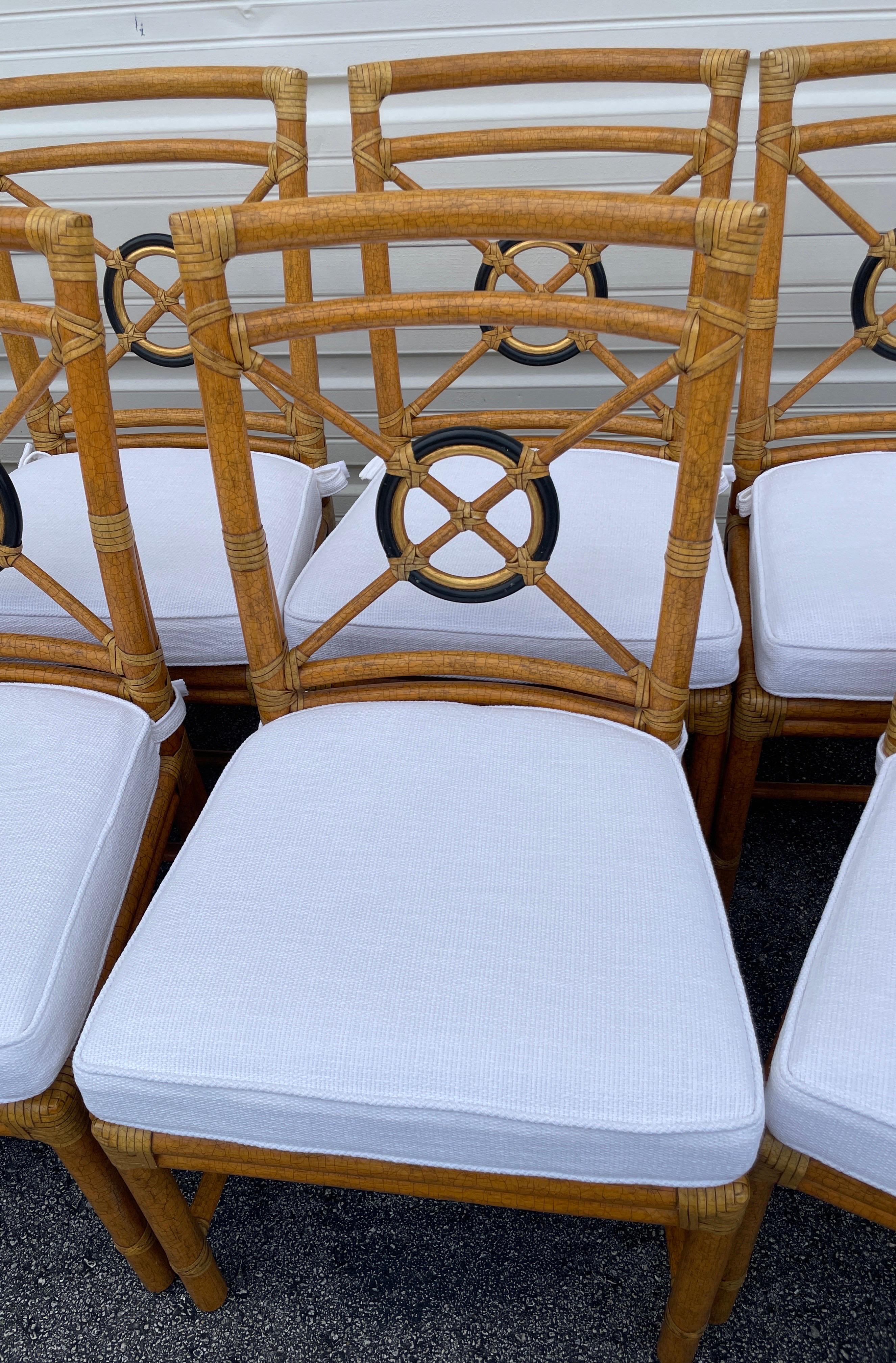 American Set of Eight Target Back Mc Guire Dining Room Chairs