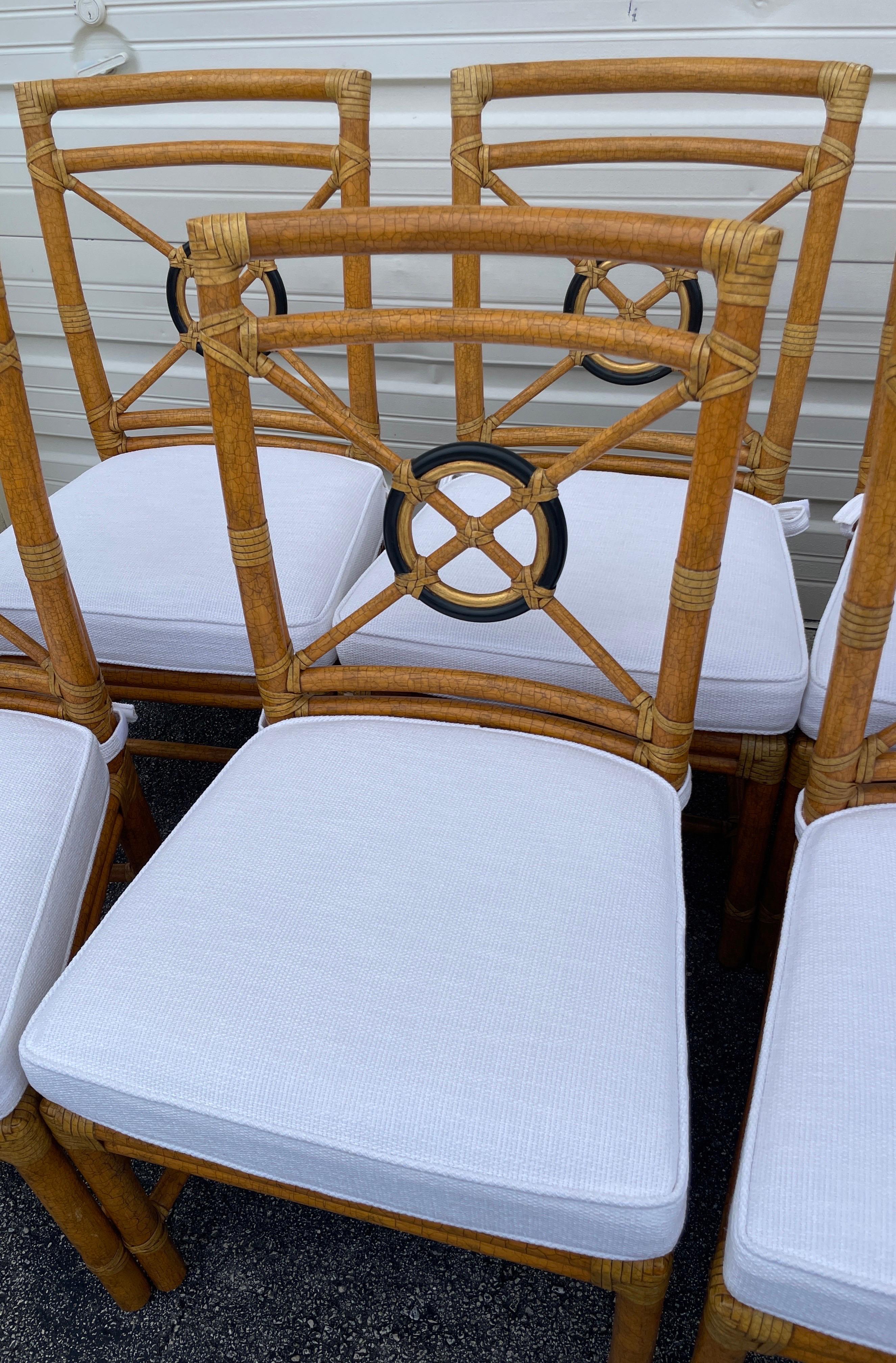 Set of Eight Target Back Mc Guire Dining Room Chairs In Good Condition In West Palm Beach, FL