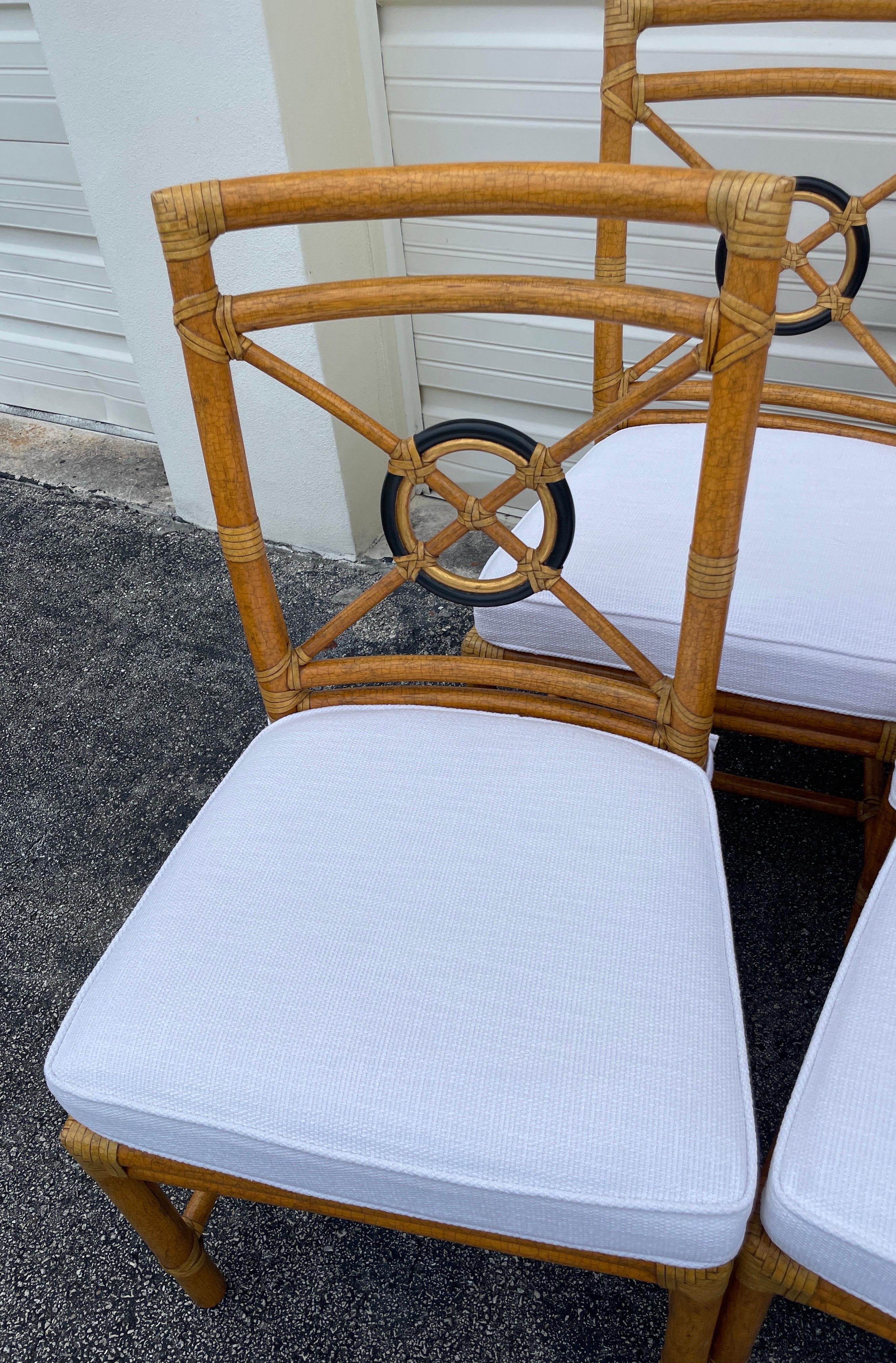 20th Century Set of Eight Target Back Mc Guire Dining Room Chairs