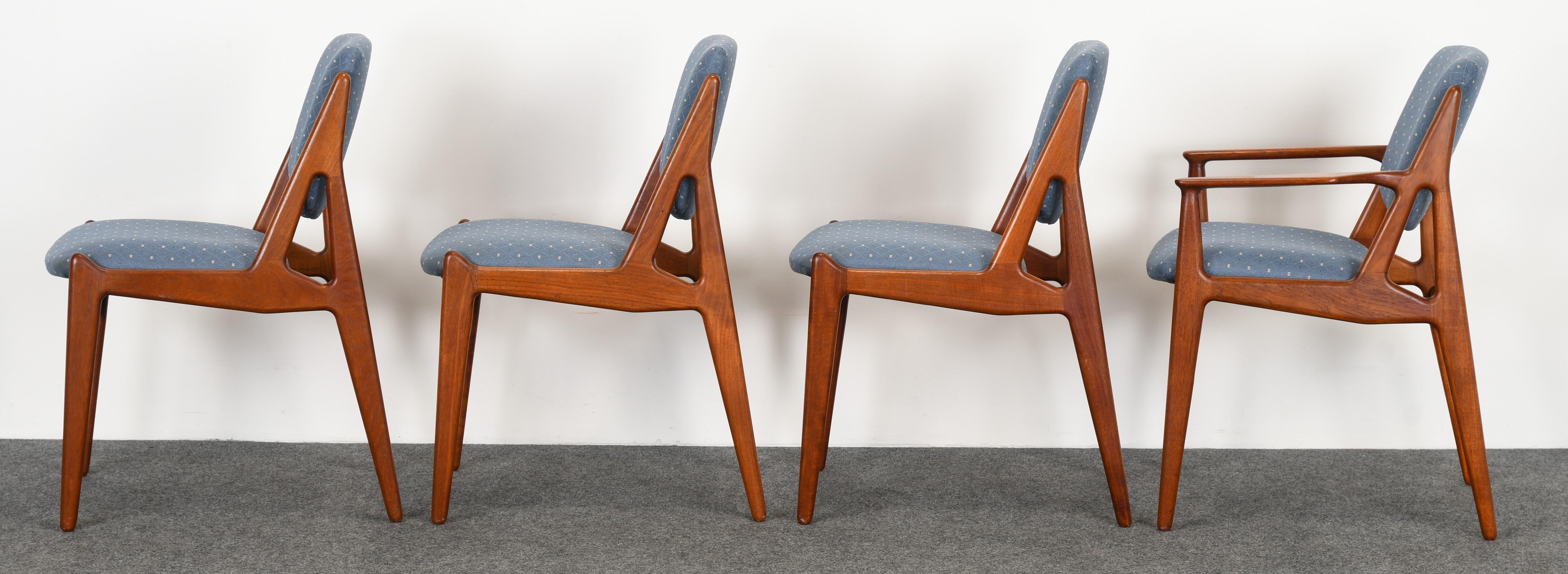 Upholstery Set of Eight Teak Arne Vodder Dining Chairs, 1960s