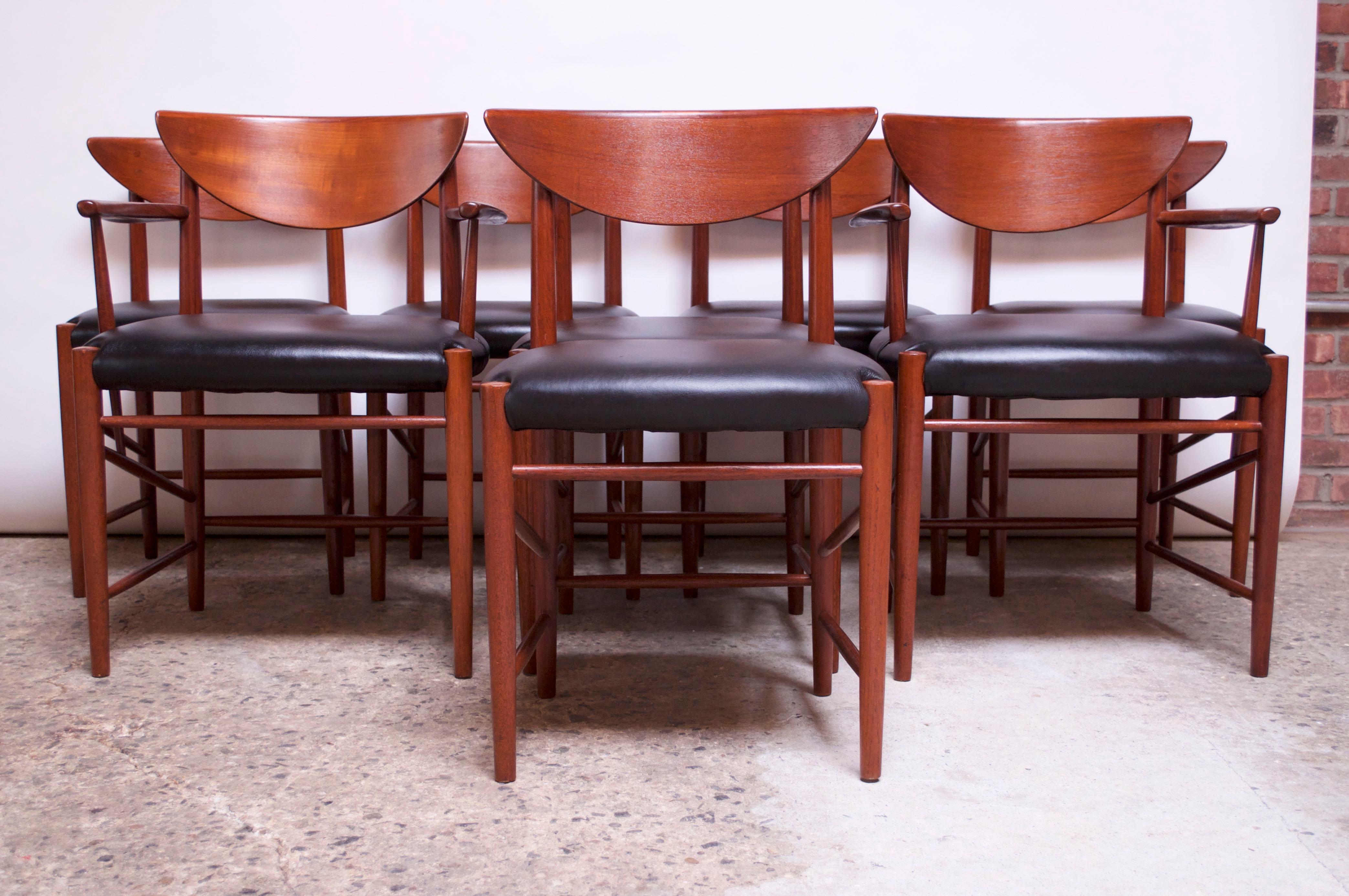 Danish Set of Eight Teak Dining Chairs by Peter Hvidt and Orla Mølgaard Nielsen