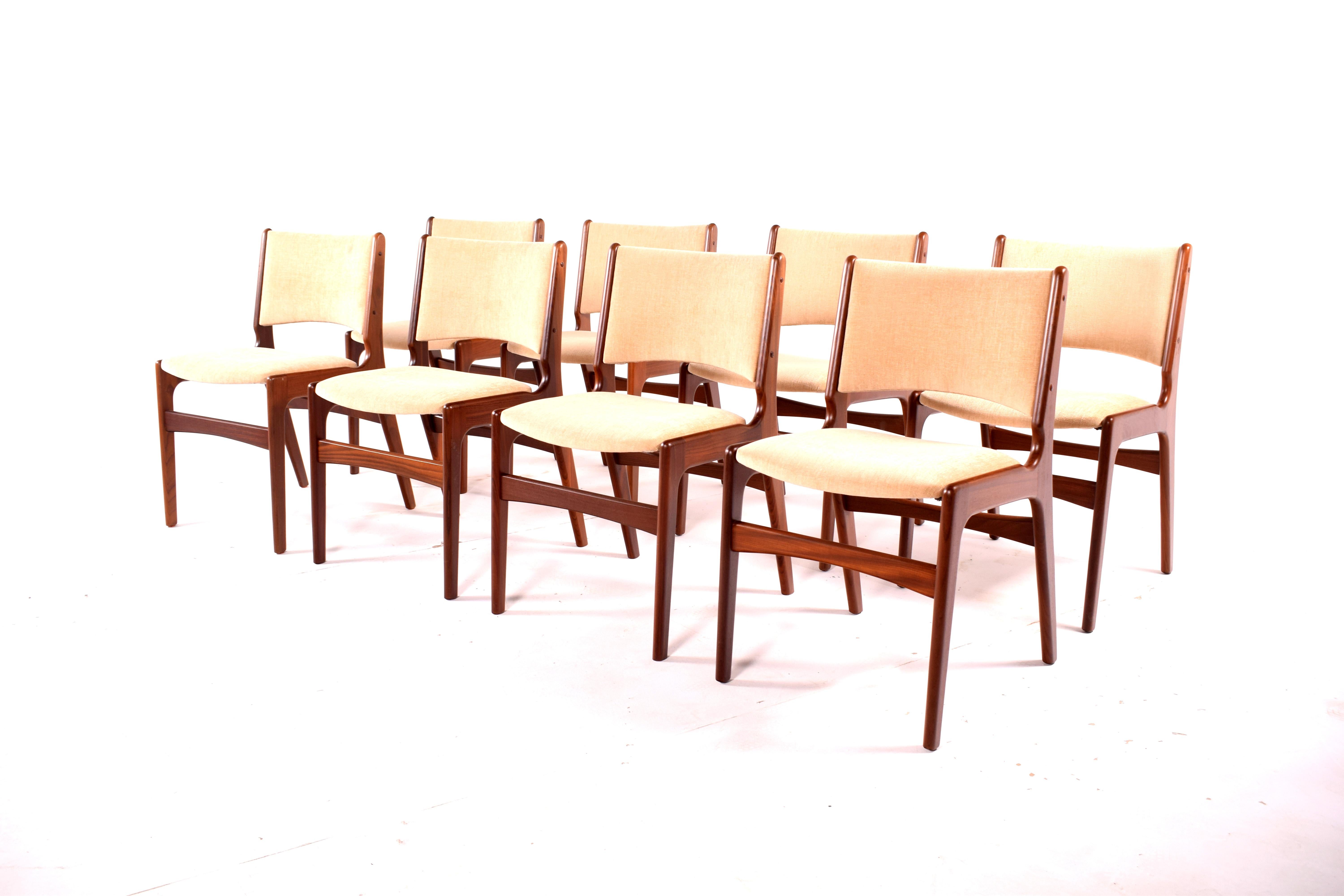 Danish Set of Eight Teak Dining Chairs, Denmark