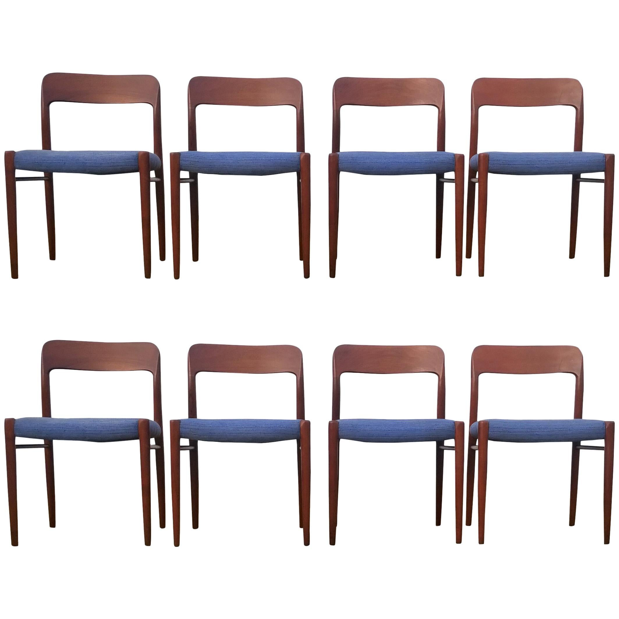 Set of Eight Teak Niels Moller 75 Dining Chairs