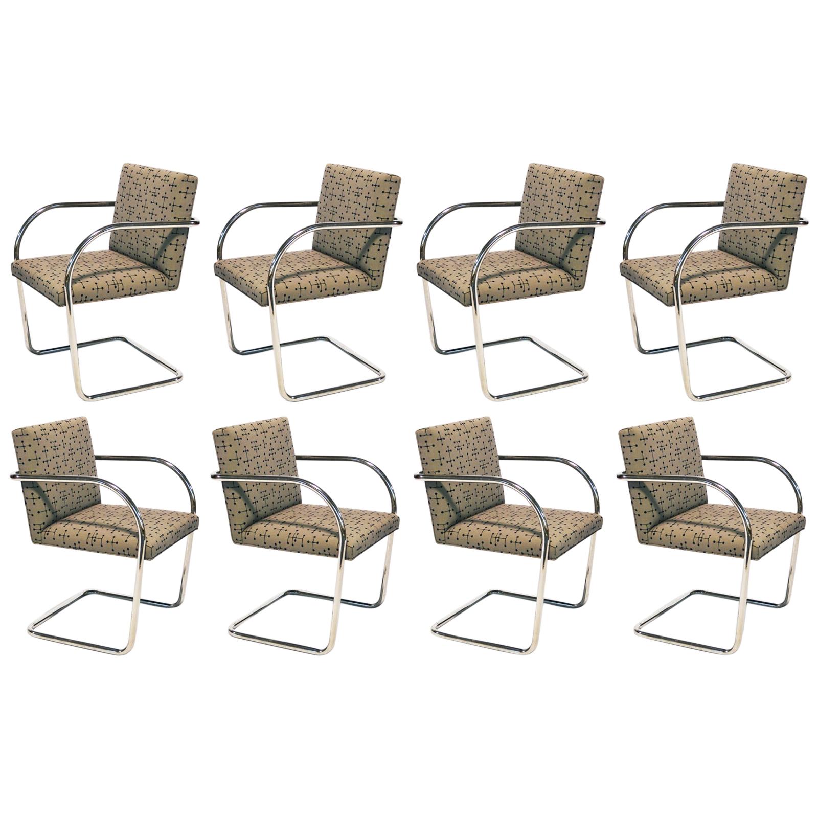 Set of Eight, Ten or 12 Mies Van Der Rohe Tubular Brno Chairs by Knoll