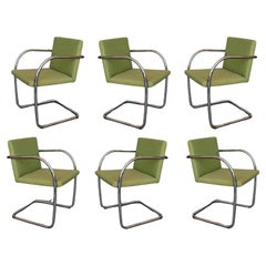 Vintage Set of Six Mies Van Der Rohe Tubular Brno Chairs by Knoll