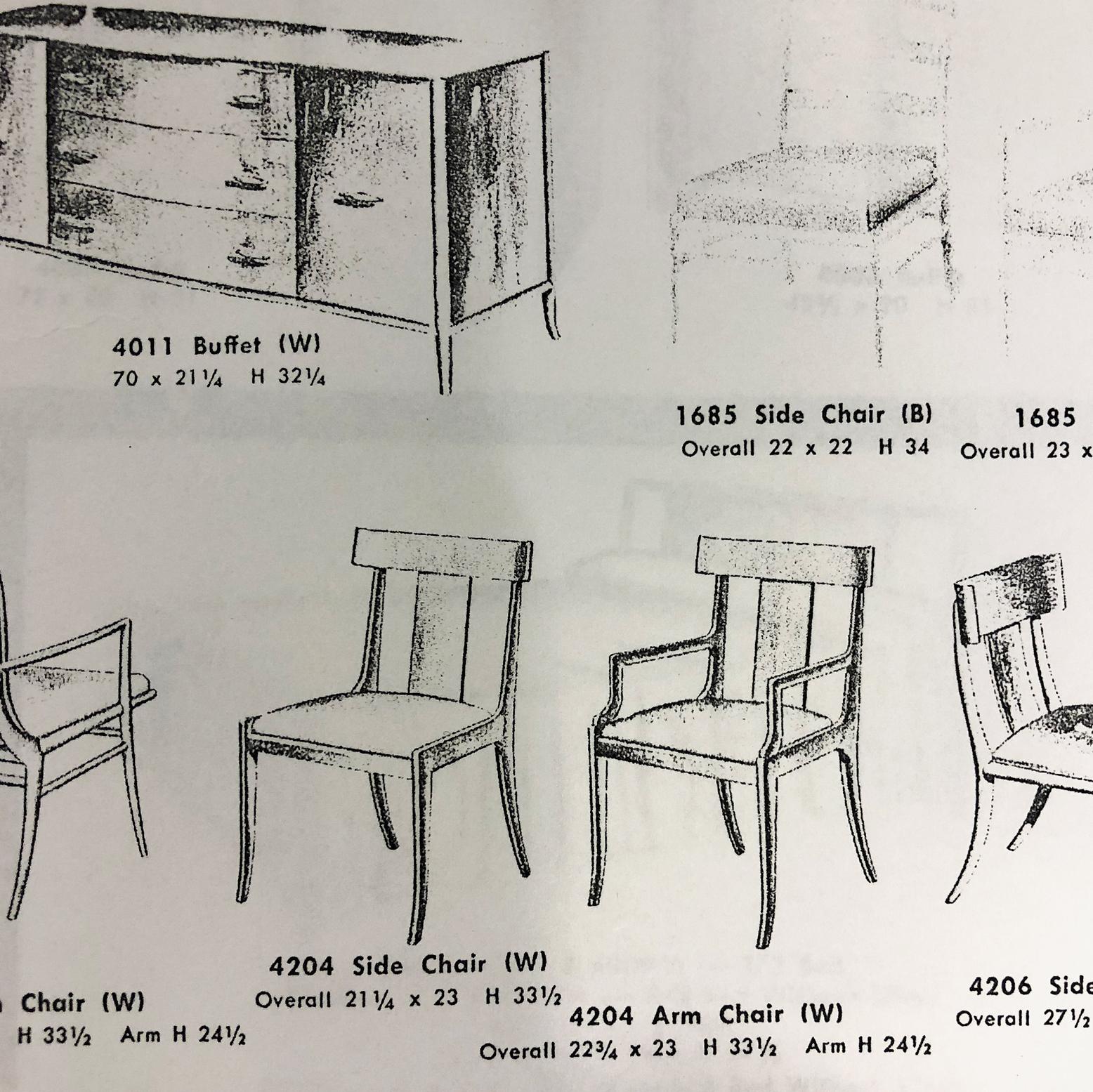 Set of Eight T.H. Robsjohn-Gibbings Dining Chairs for Widdicomb 1