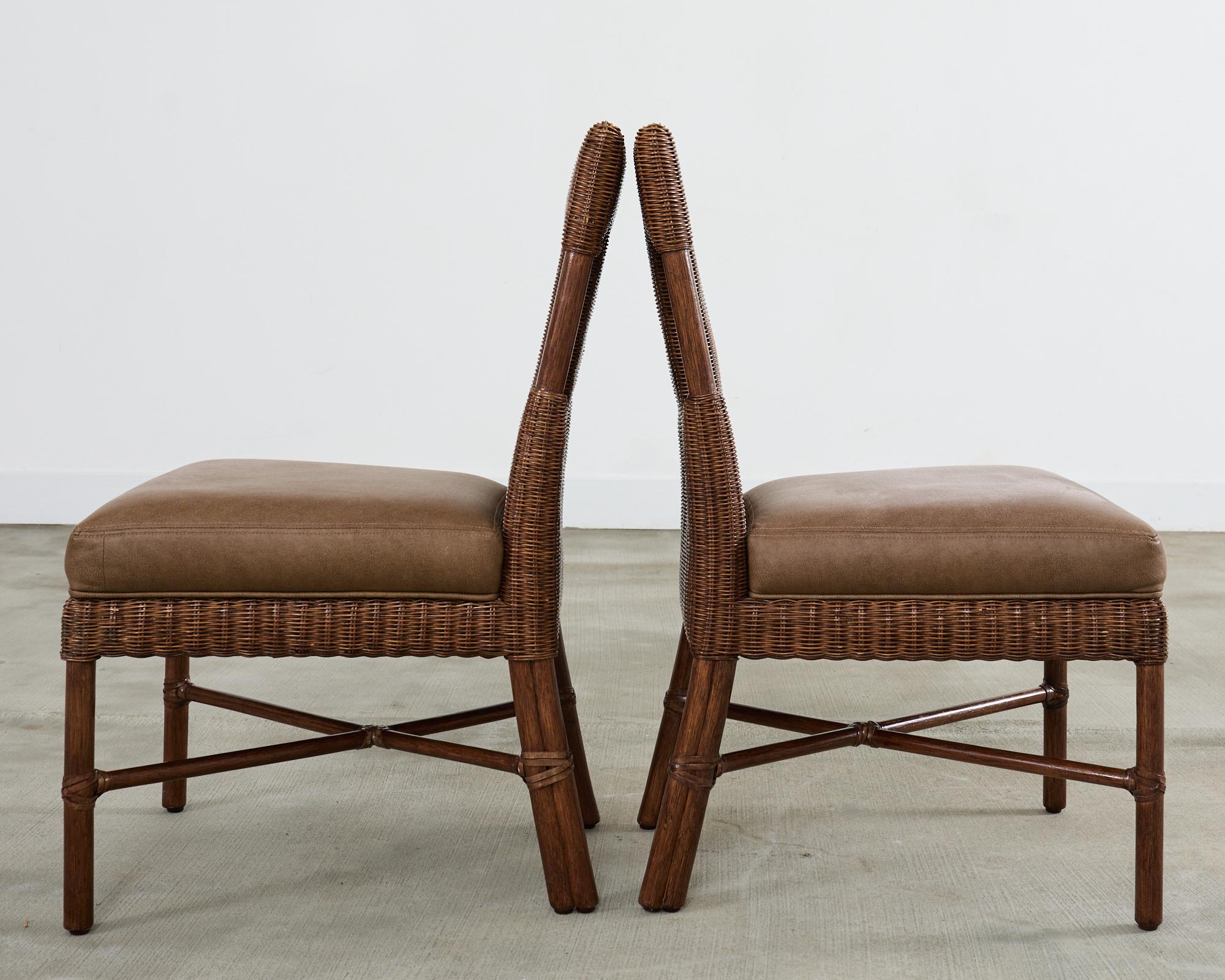 Set di otto sedie da pranzo in rattan Thomas Pheasant per McGuire in vendita 2