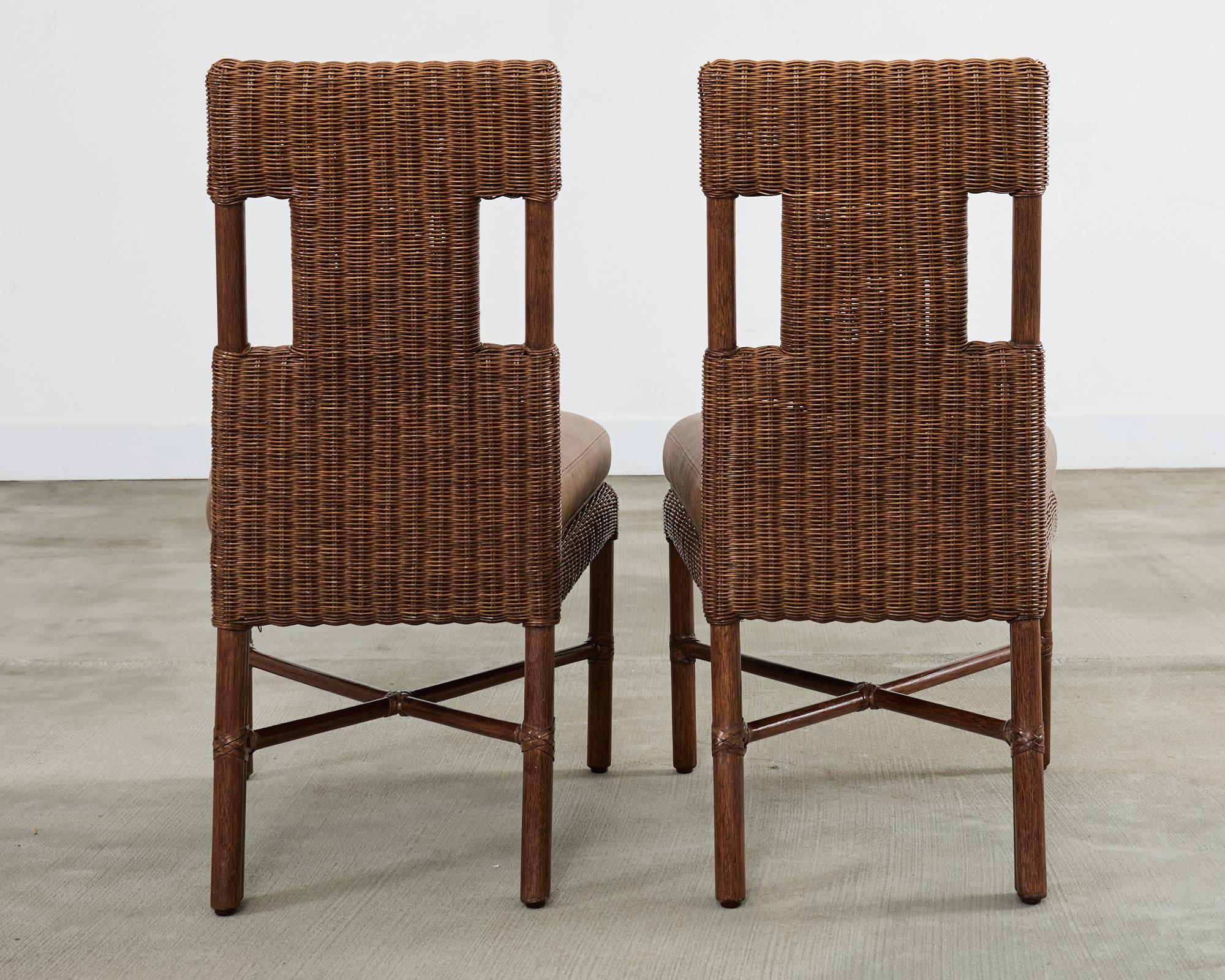 Set di otto sedie da pranzo in rattan Thomas Pheasant per McGuire in vendita 3