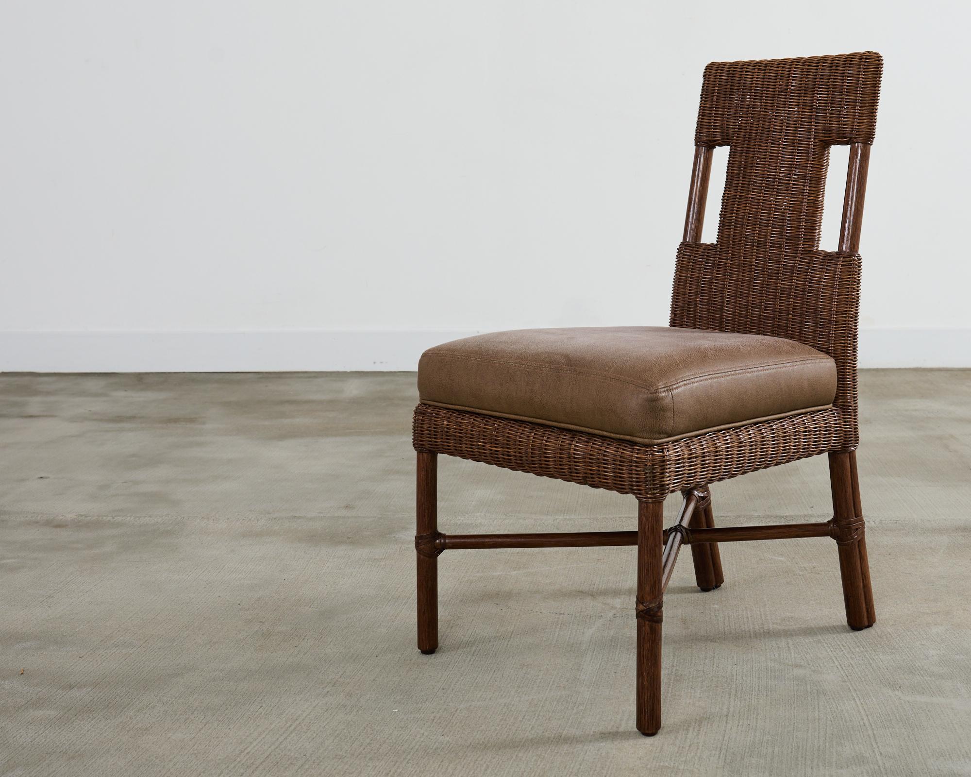Set di otto sedie da pranzo in rattan Thomas Pheasant per McGuire in vendita 6