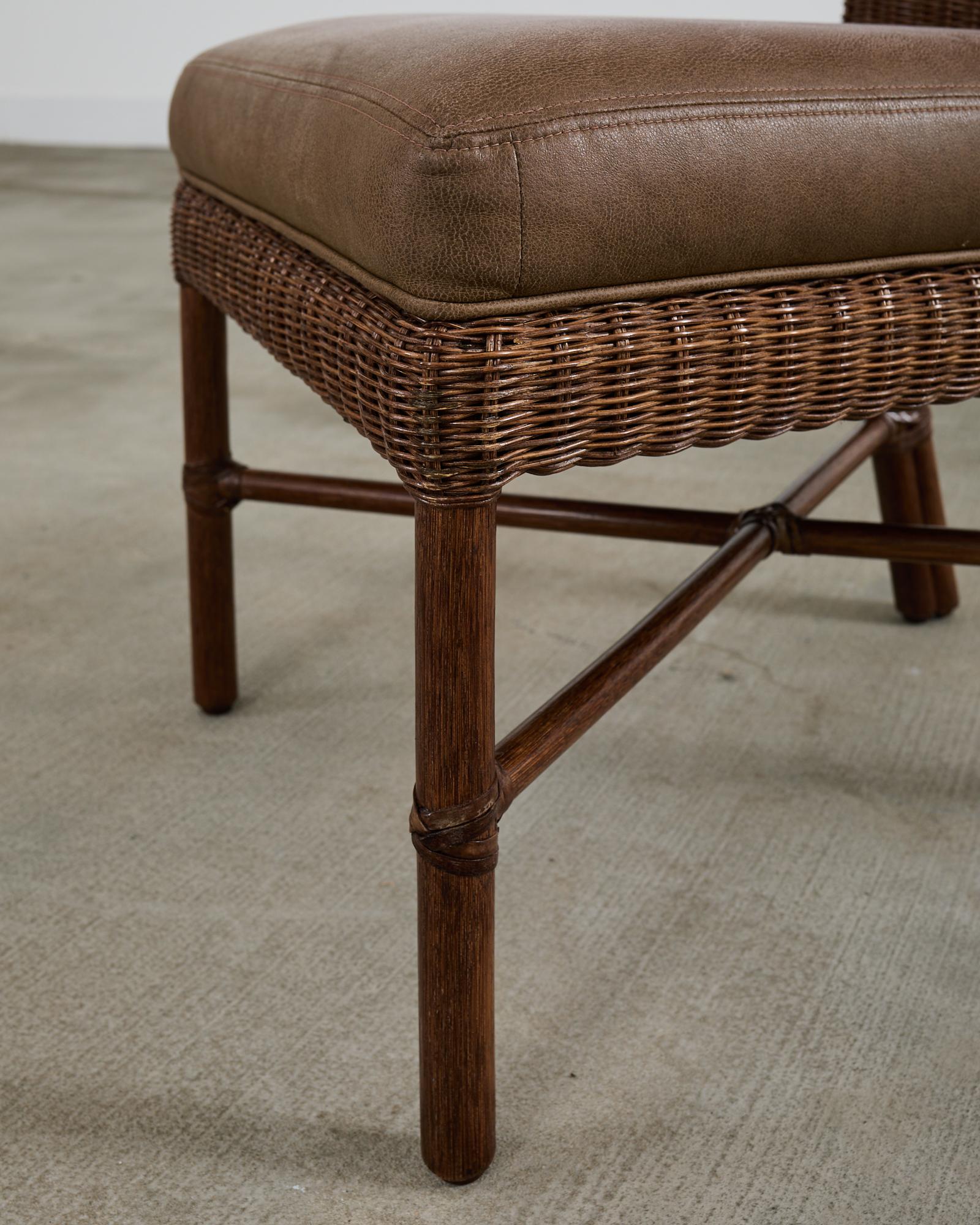 Set di otto sedie da pranzo in rattan Thomas Pheasant per McGuire in vendita 8