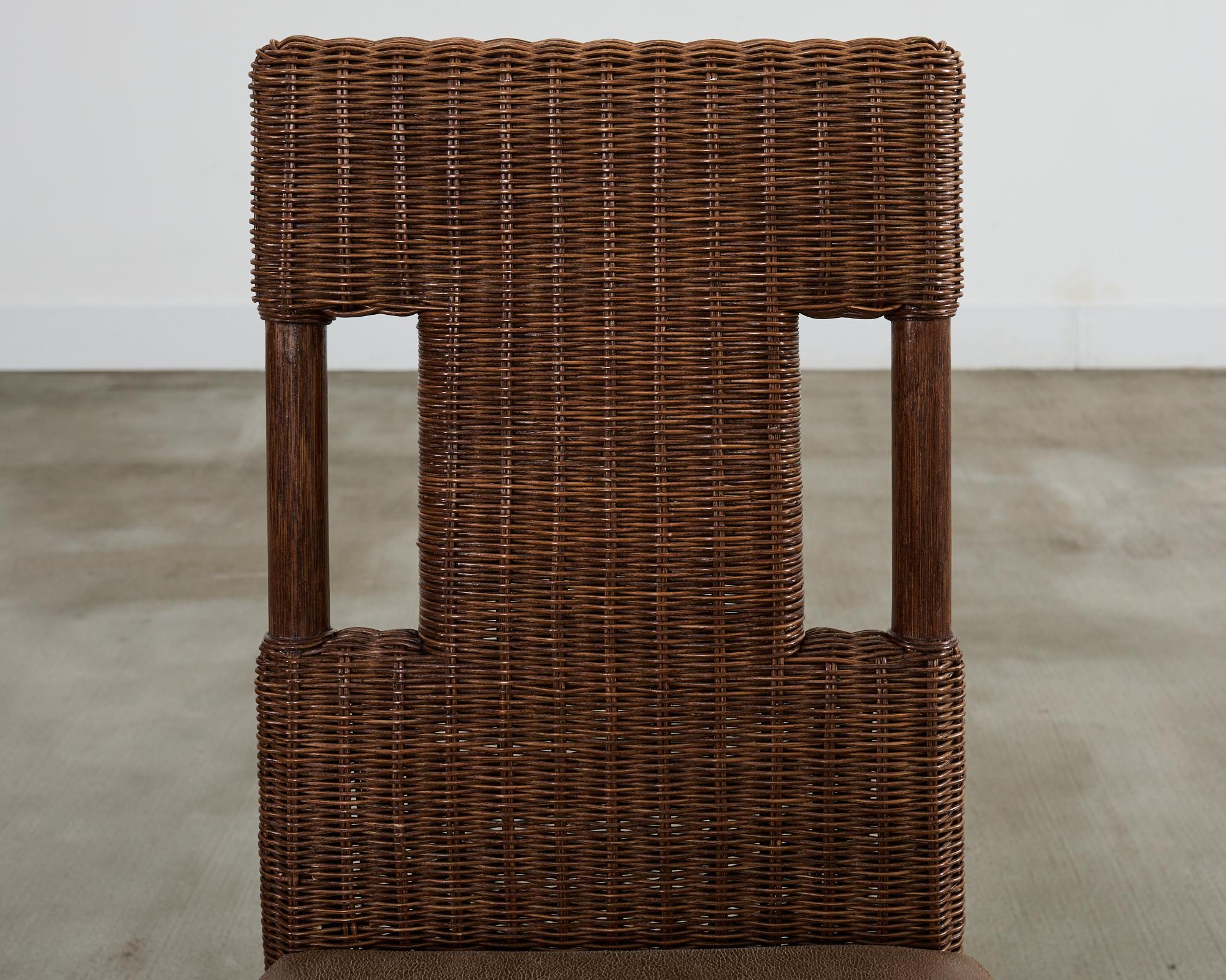 Set di otto sedie da pranzo in rattan Thomas Pheasant per McGuire in vendita 9
