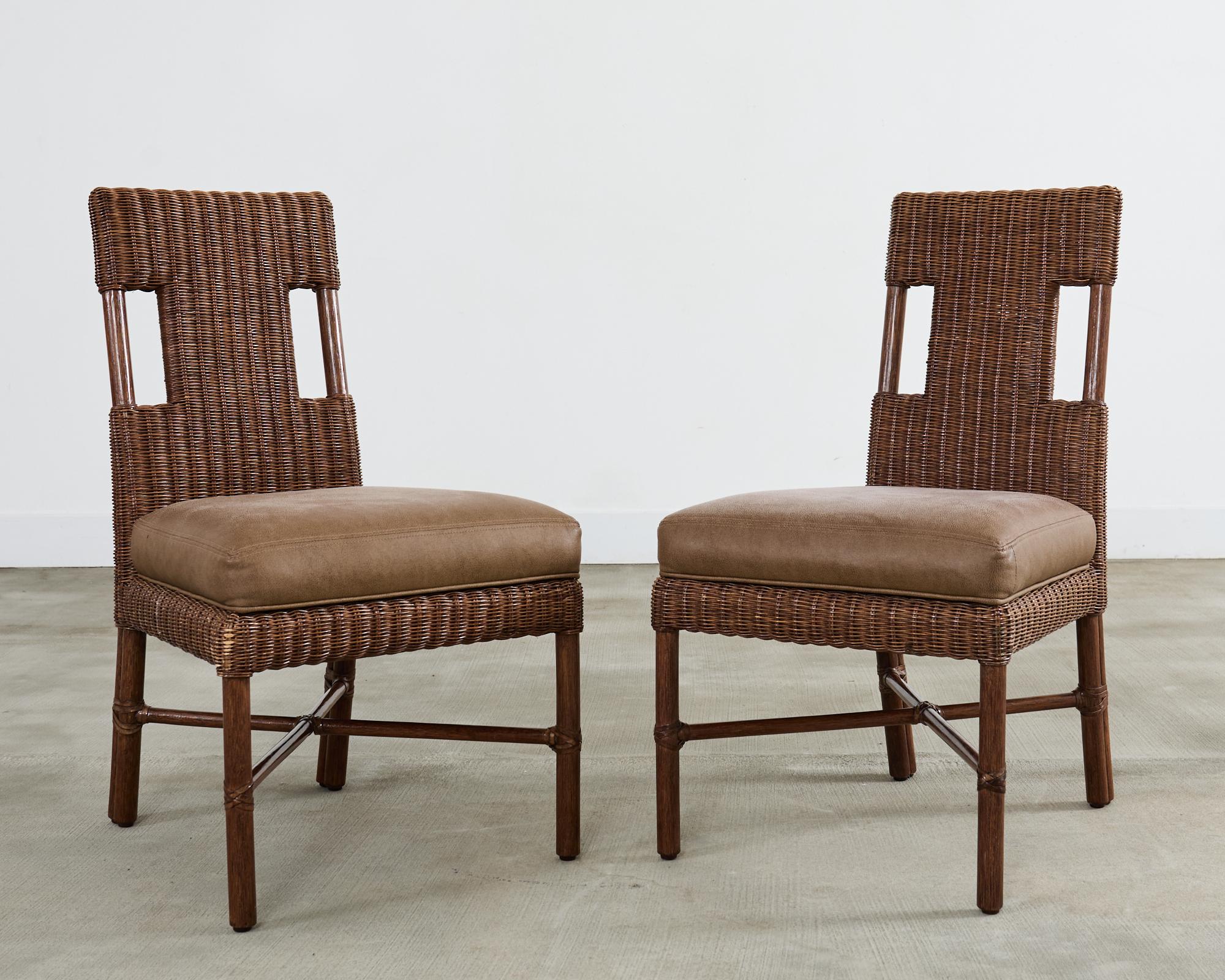 Set di otto sedie da pranzo in rattan Thomas Pheasant per McGuire In condizioni buone in vendita a Rio Vista, CA