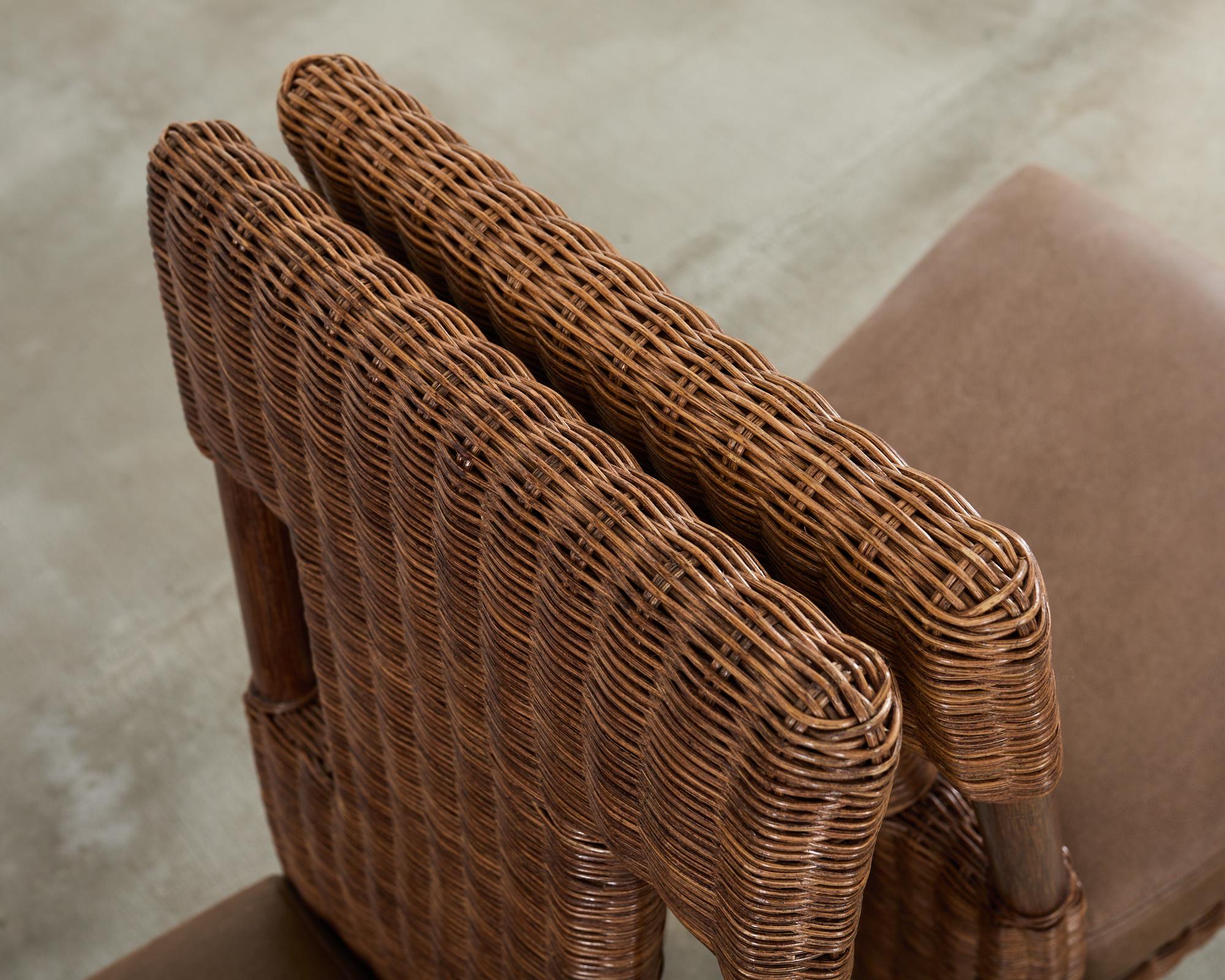 Set di otto sedie da pranzo in rattan Thomas Pheasant per McGuire in vendita 1