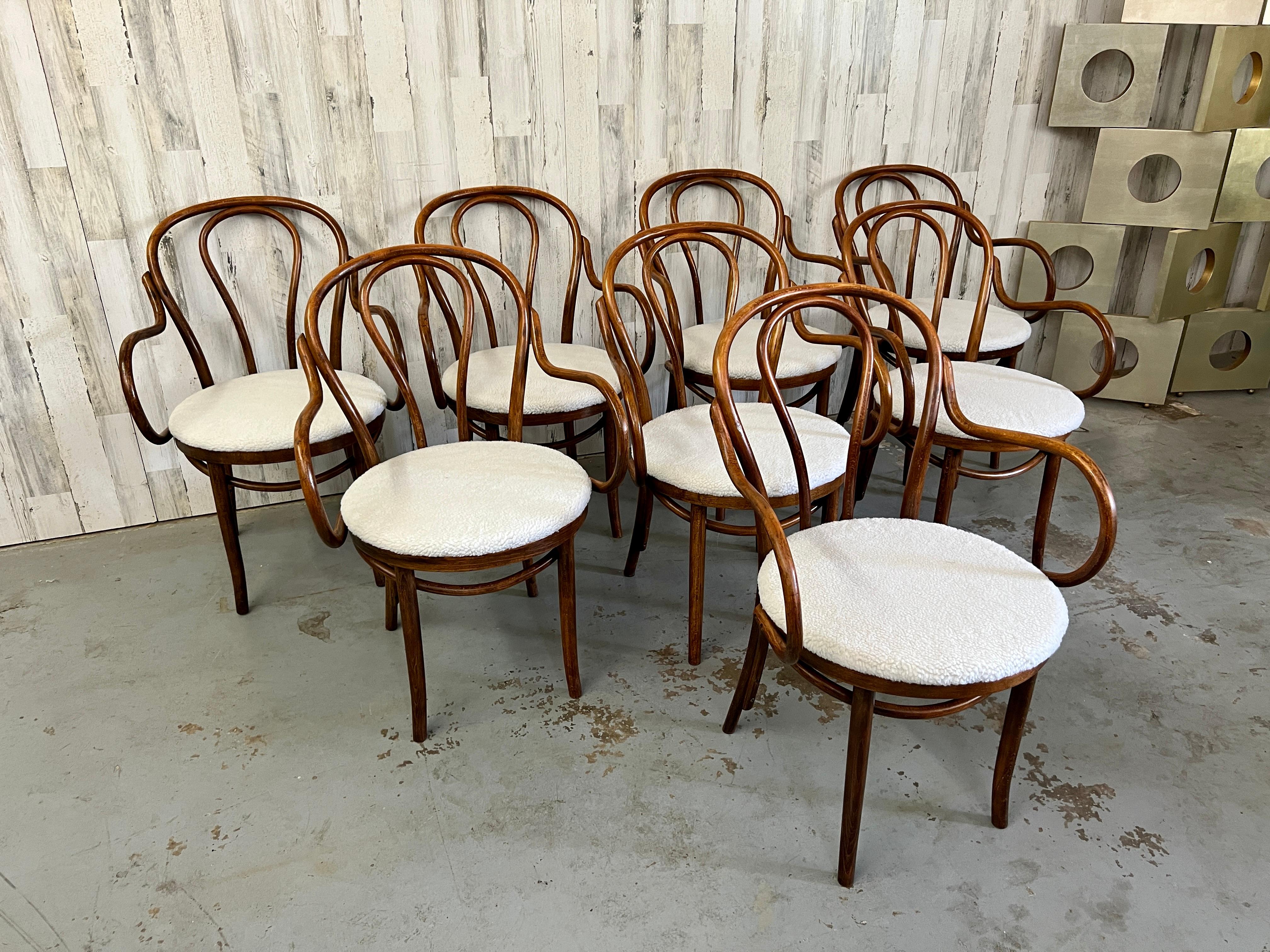 Set of Eight Thonet Arm Chairs In Good Condition In Denton, TX
