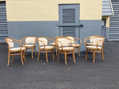 Set of Eight Thonet Dining Chairs 210, Knoll Fabric, Bentwood
