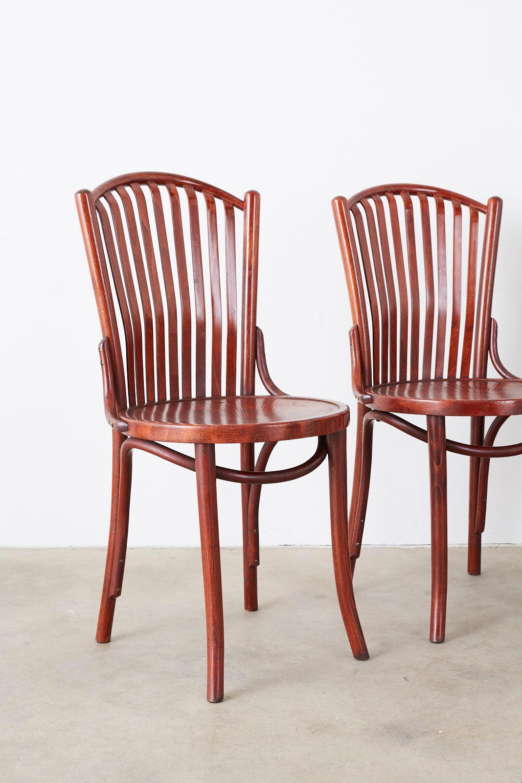 European Set of Eight Thonet Style Bentwood Cafe Bistro Chairs
