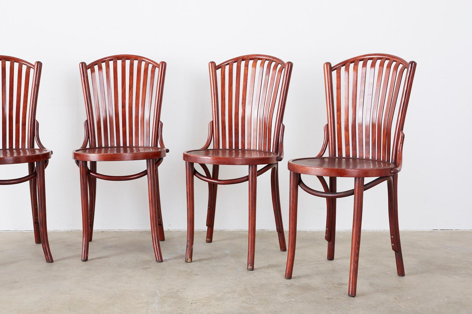 Hand-Crafted Set of Eight Thonet Style Bentwood Cafe Bistro Chairs