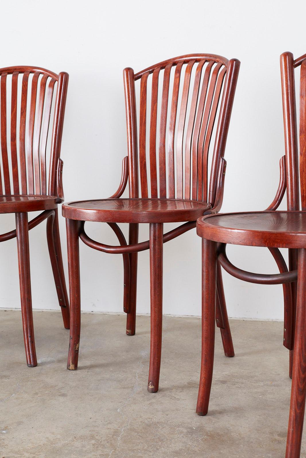 20th Century Set of Eight Thonet Style Bentwood Cafe Bistro Chairs
