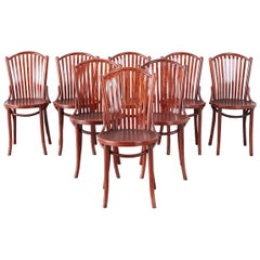 Set of Eight Thonet Style Bentwood Cafe Bistro Chairs