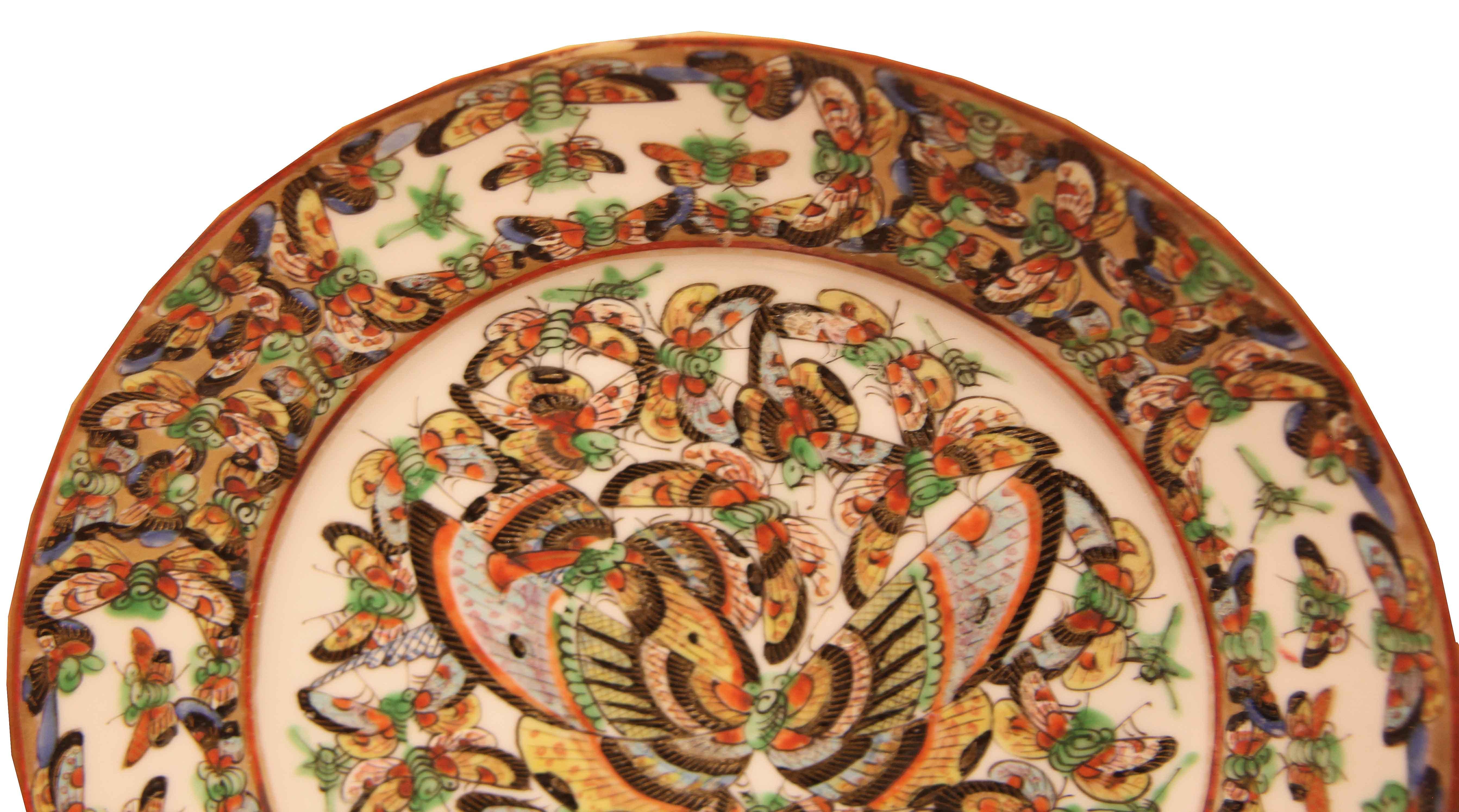 Chinese Set of Eight Thousand Butterfly Plates For Sale