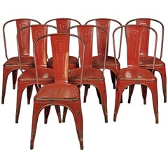 Set of Eight Tolix "Model A" Chairs, Designed by Xavier Pauchard, France