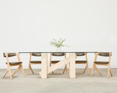 Set Eight Tom Dixon Oak Leather Slab Dining Chairs