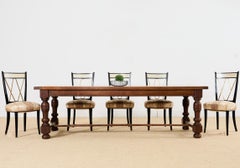 Set of Eight Tommi Parzinger Style Bronze X Back Dining Chairs