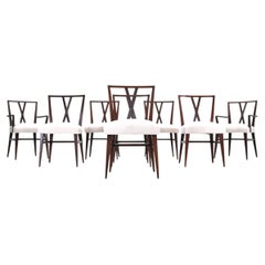 Set of Eight Tommi Parzinger X-Back Mahogany Dining Chairs