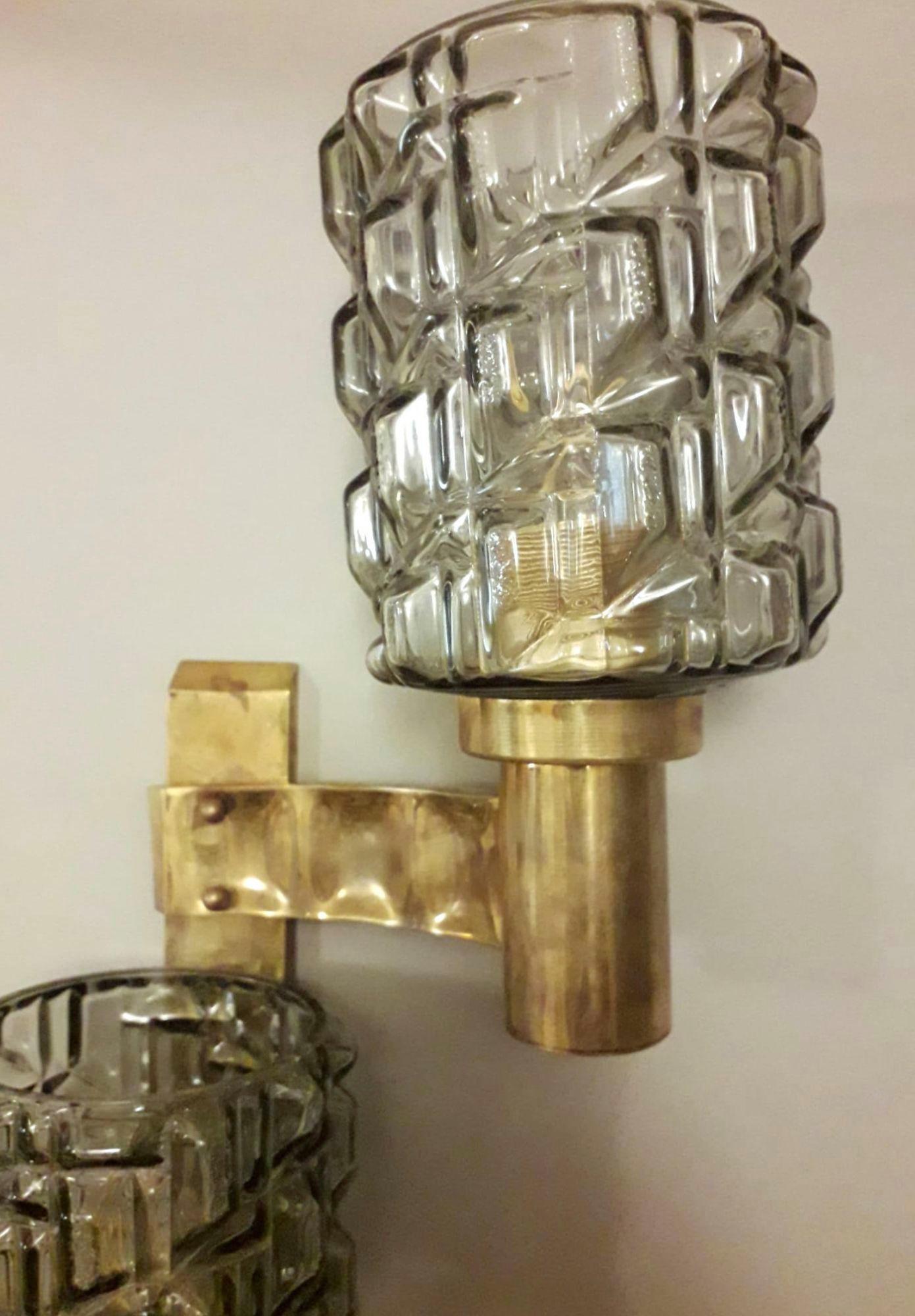 Fine XX secolo Set di otto triple lampade in vetro di Murano fumé. Italia, anni '80. in vendita