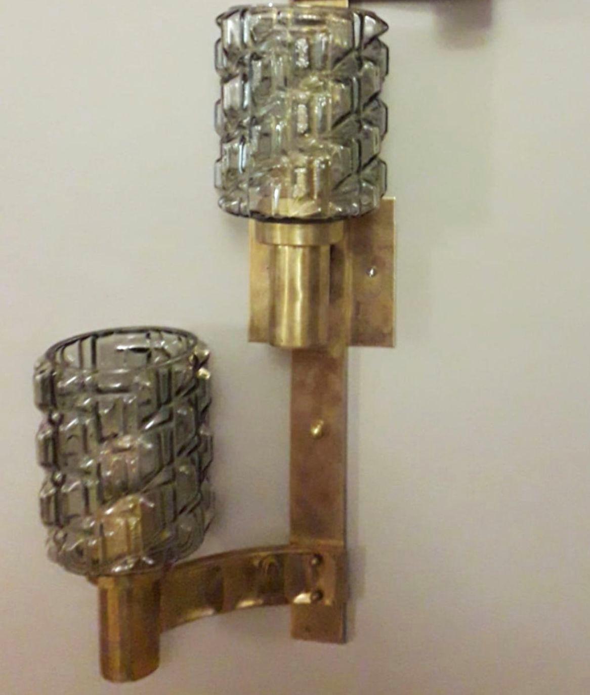 Vetro di Murano Set di otto triple lampade in vetro di Murano fumé. Italia, anni '80. in vendita