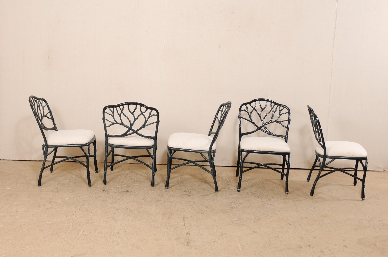 Whimsical Set of Eight Twig & Branch Motif Vintage American Patio Dining Chairs 3
