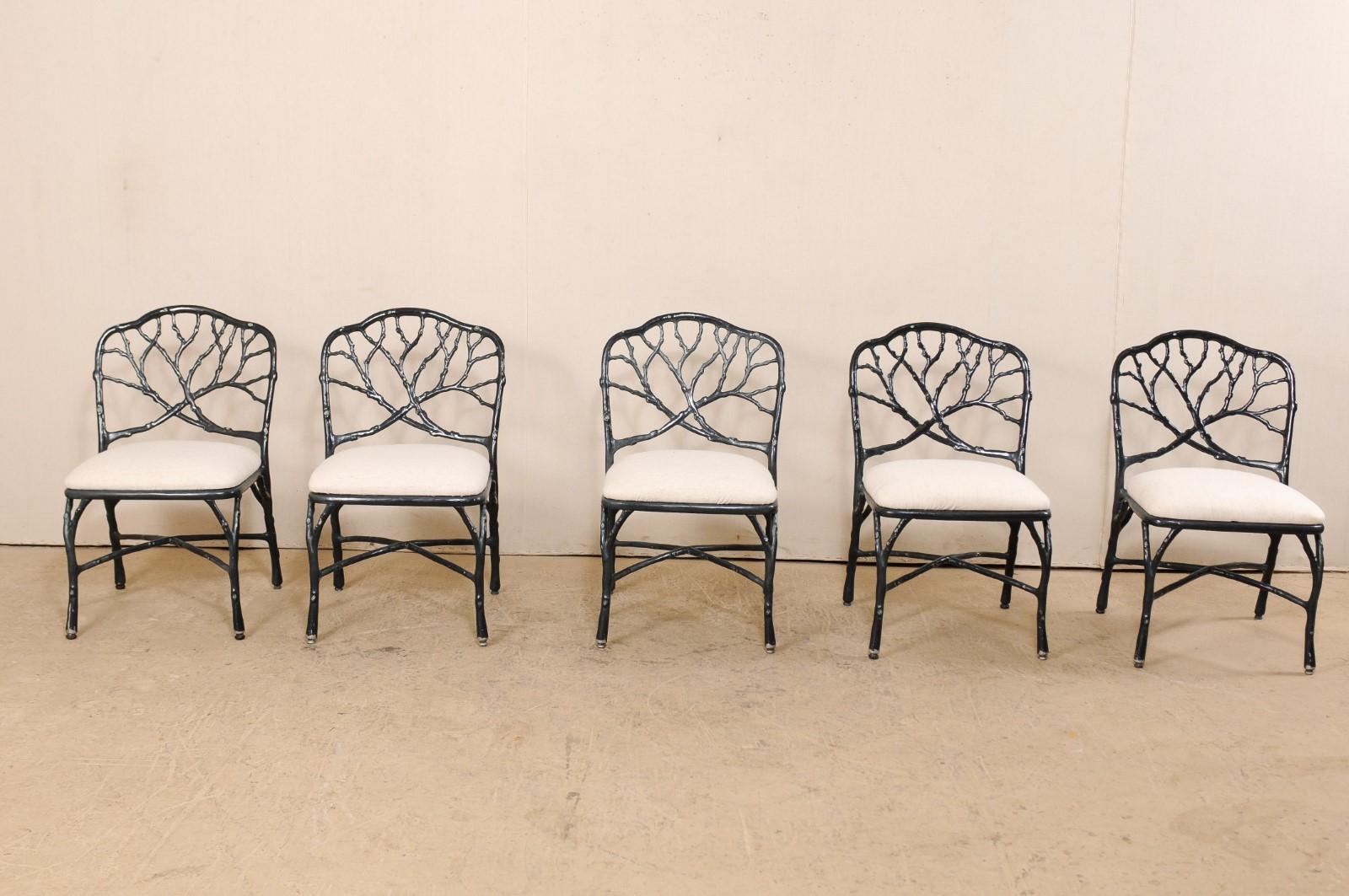 Whimsical Set of Eight Twig & Branch Motif Vintage American Patio Dining Chairs 2