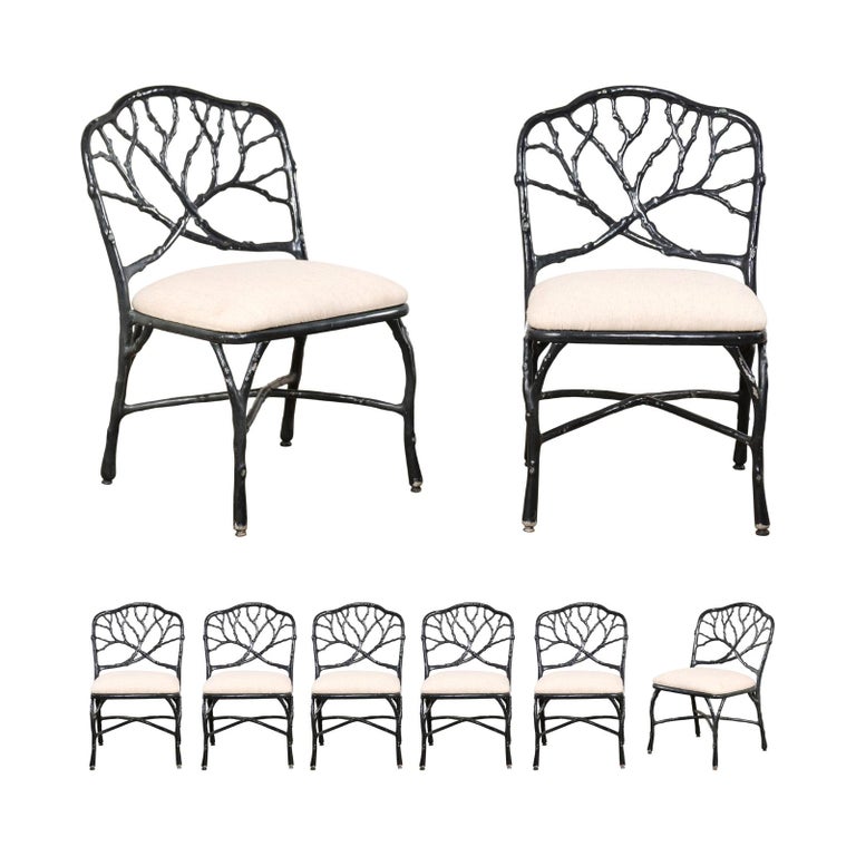 Whimsical Set Of Eight Twig And Branch Motif Vintage American Patio Dining Chairs At 1stdibs