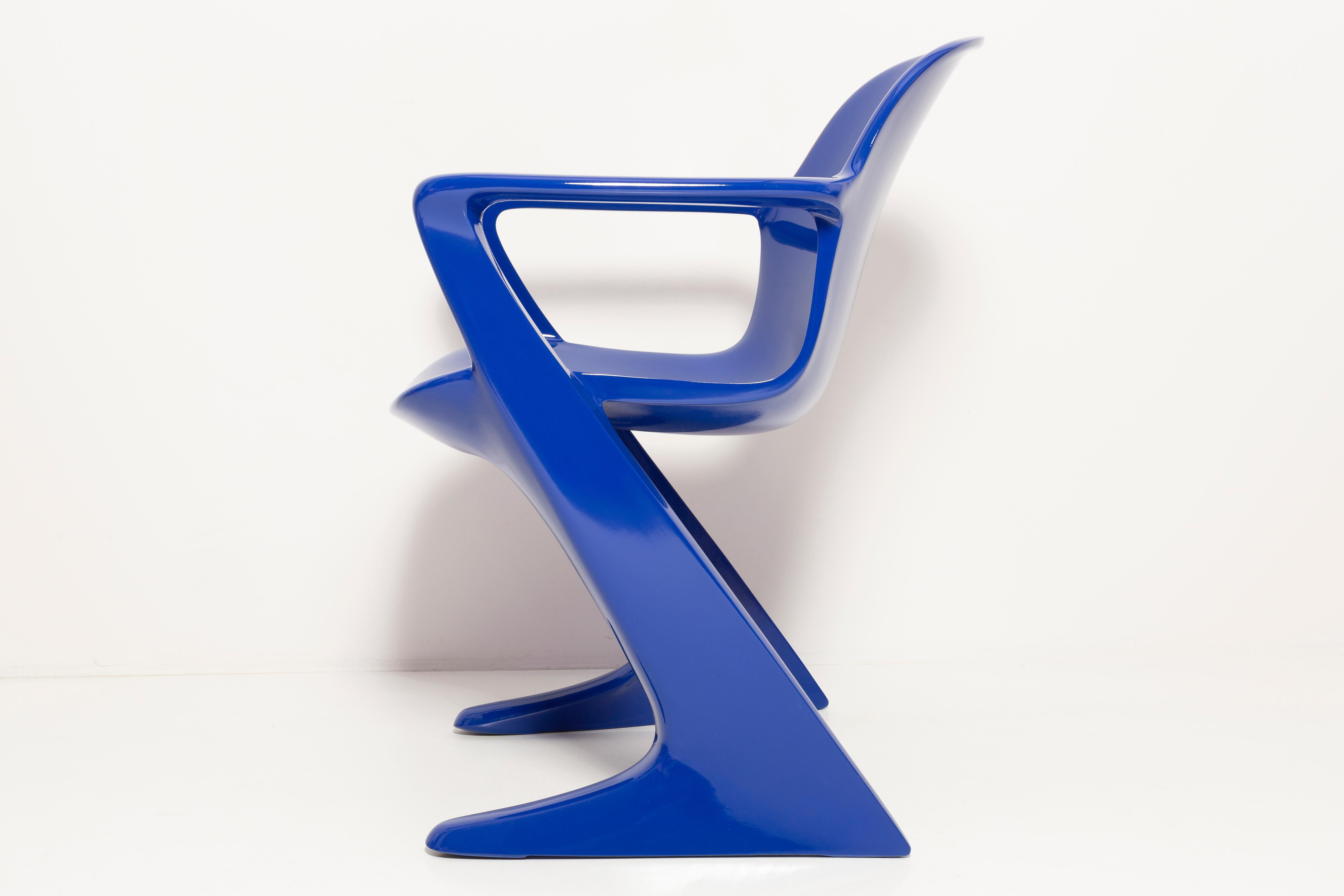 Set of Eight Ultramarine Blue Kangaroo Chairs, by Ernst Moeckl, Germany, 1968 For Sale 1