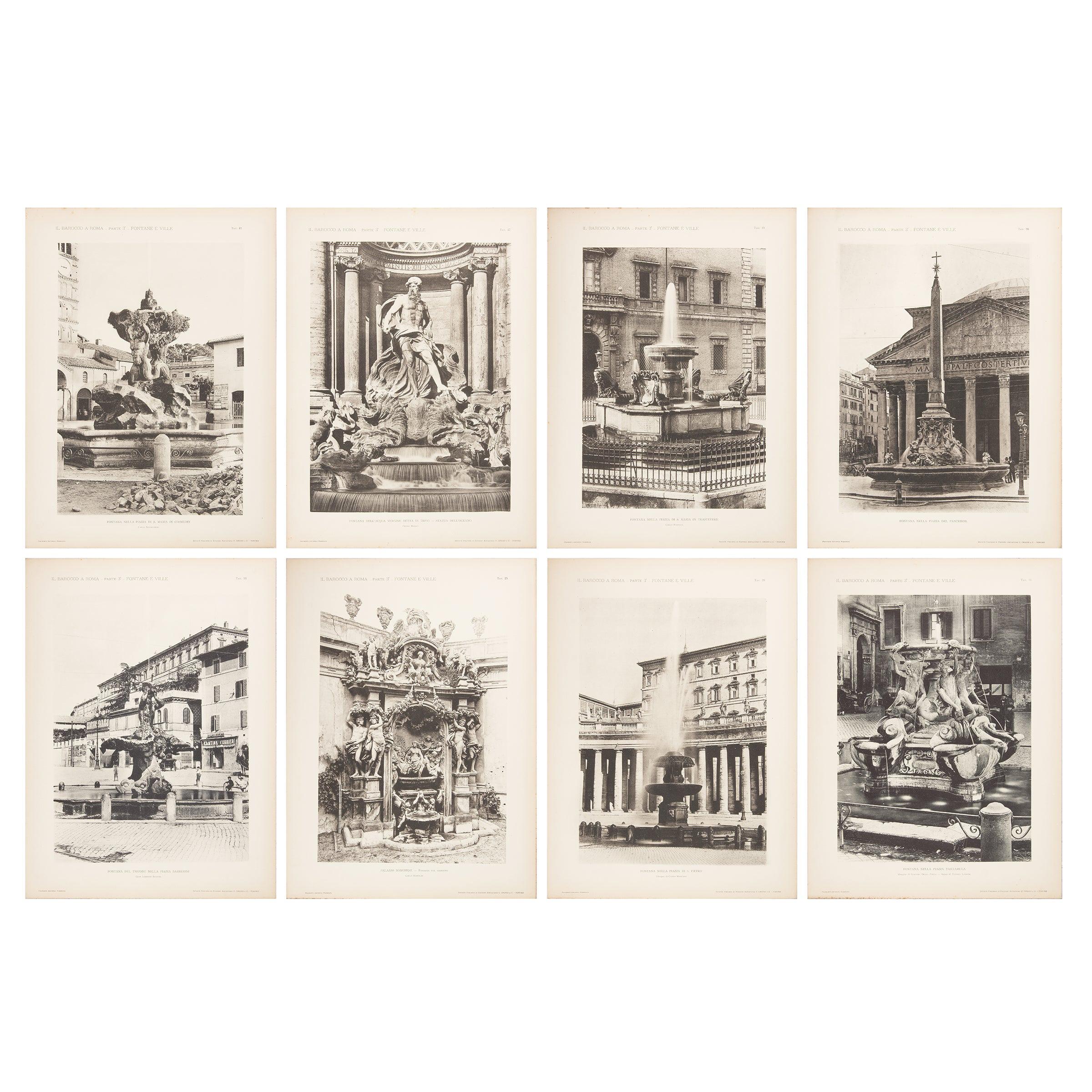 Set of Eight Architectural Prints, Italy Early 1900s