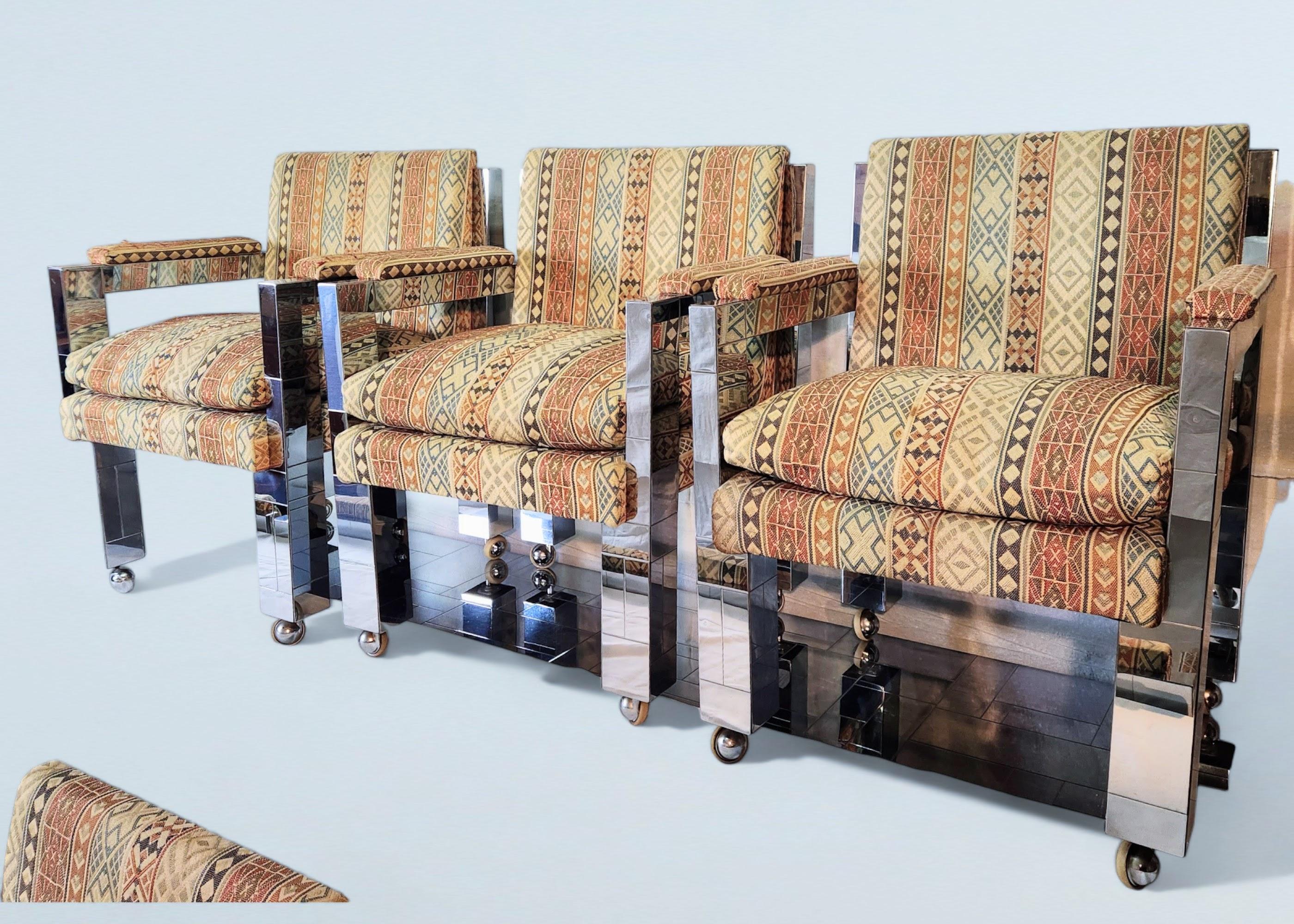 Ensemble de huit fauteuils de salle à manger uniques chromés Paul Evans Studio, 1973 en vente 3