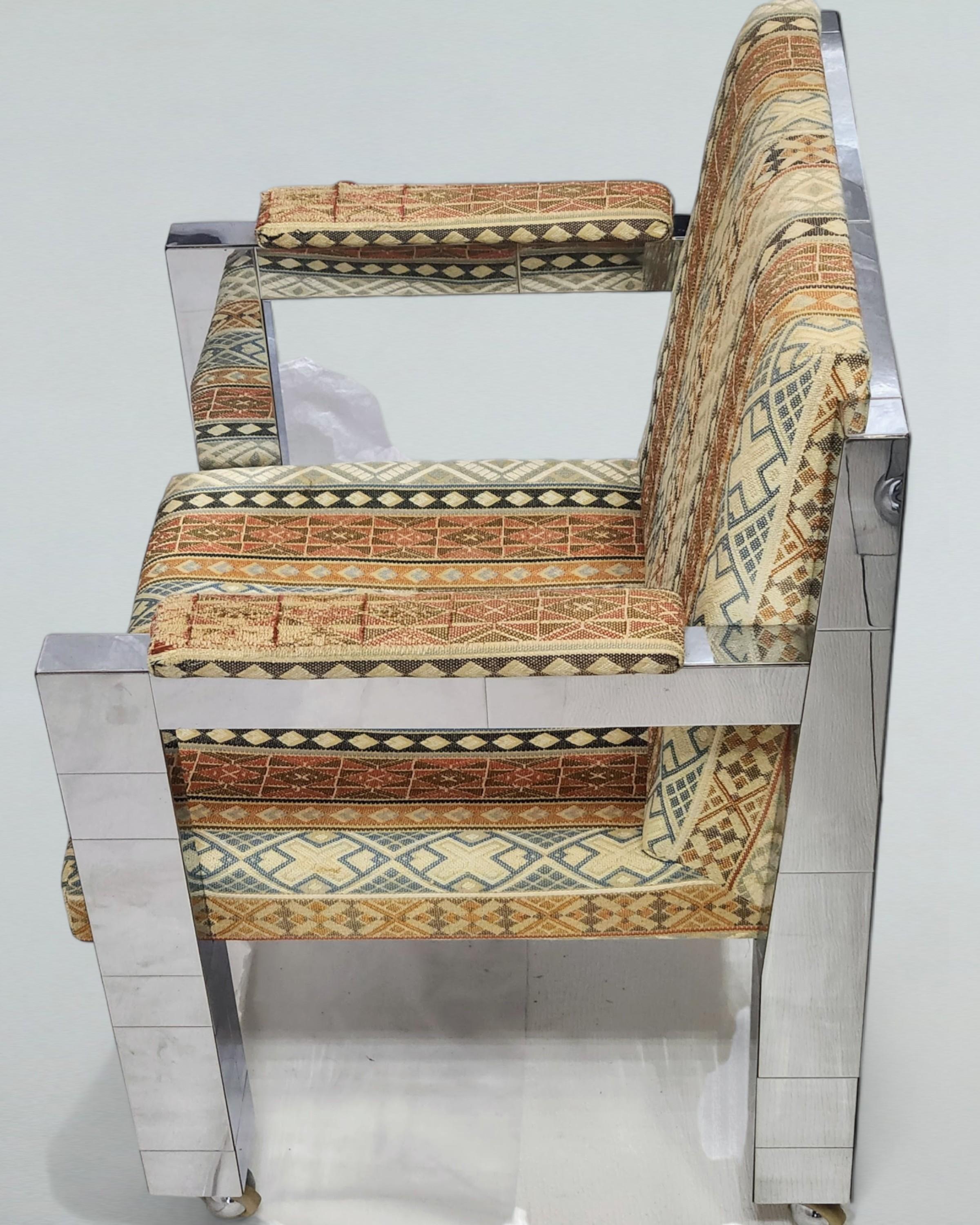 Fin du 20e siècle Ensemble de huit fauteuils de salle à manger uniques chromés Paul Evans Studio, 1973 en vente