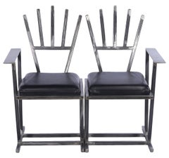 Set of Eight Unique Steel Armchairs by Gary Kulak
