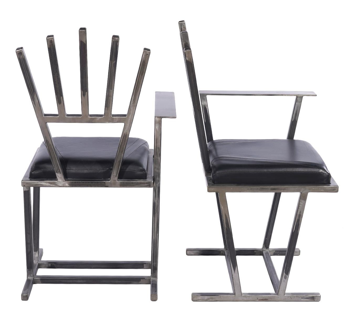Set of Eight Unique Steel Armchairs by Gary Kulak In Excellent Condition In Ft. Lauderdale, FL